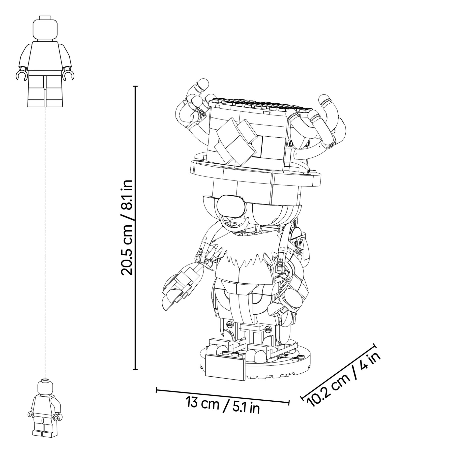 Lego-Figur, Roboter, Mechanischer Roboter, Figurenbausatz, Höhe 20.5 cm