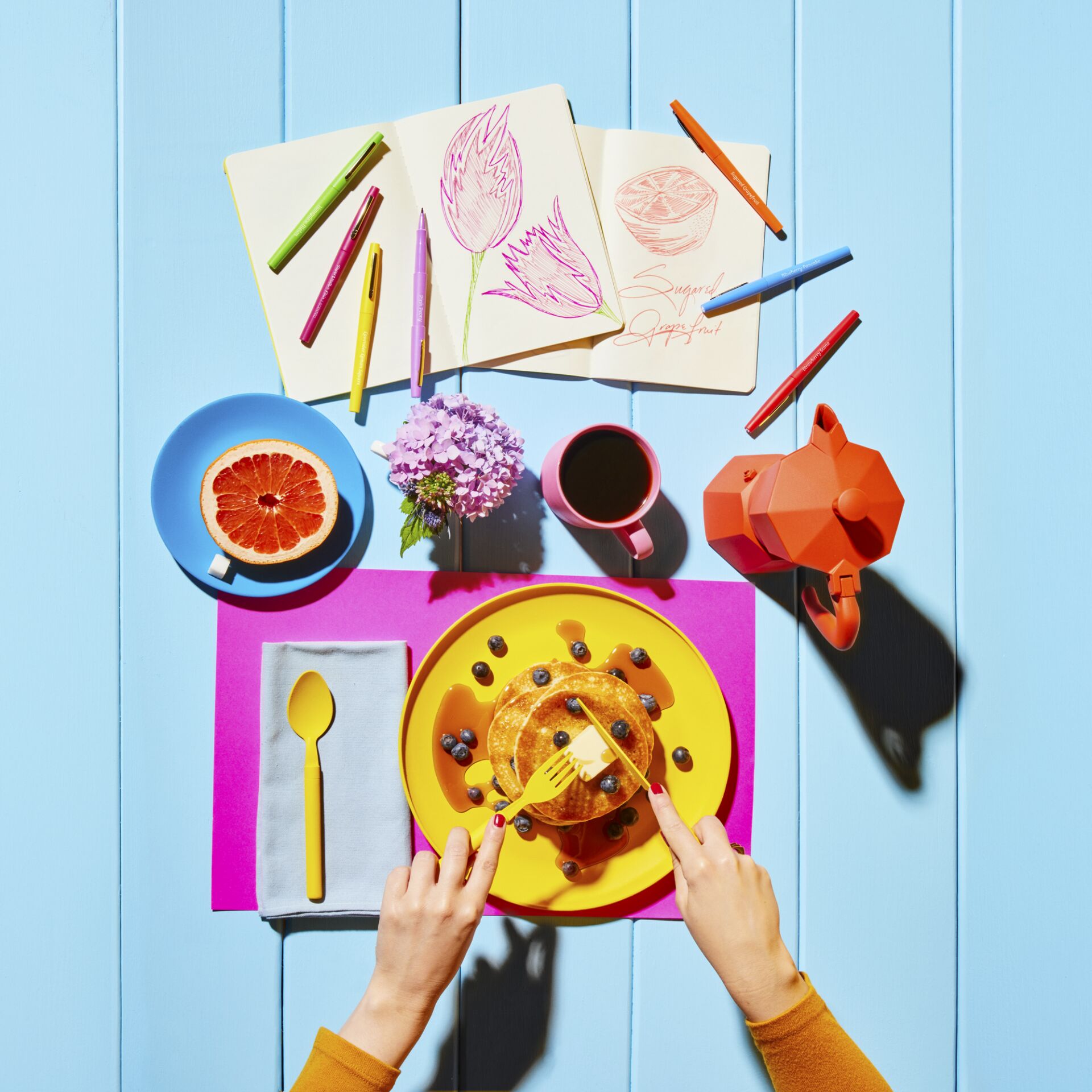 Brunch, Essen, Löffel, Stift, Teller