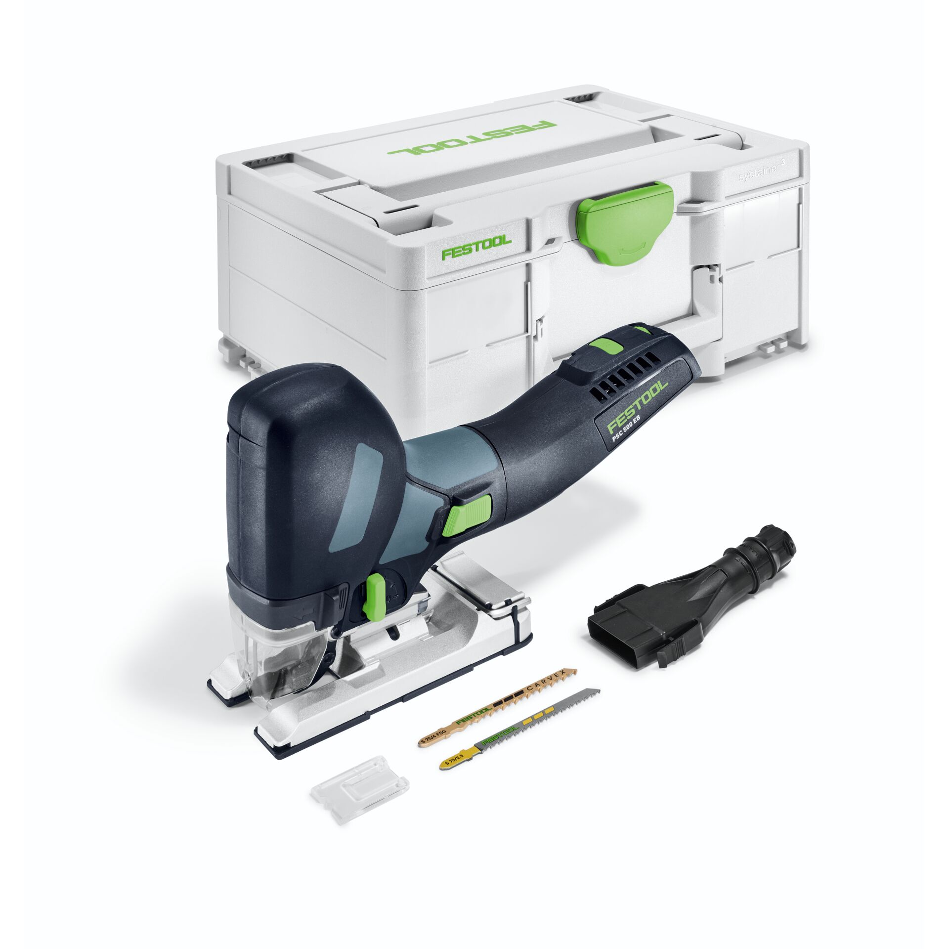 Jigsaw, Combination tool, Carving tool, Battery-powered, Green accents