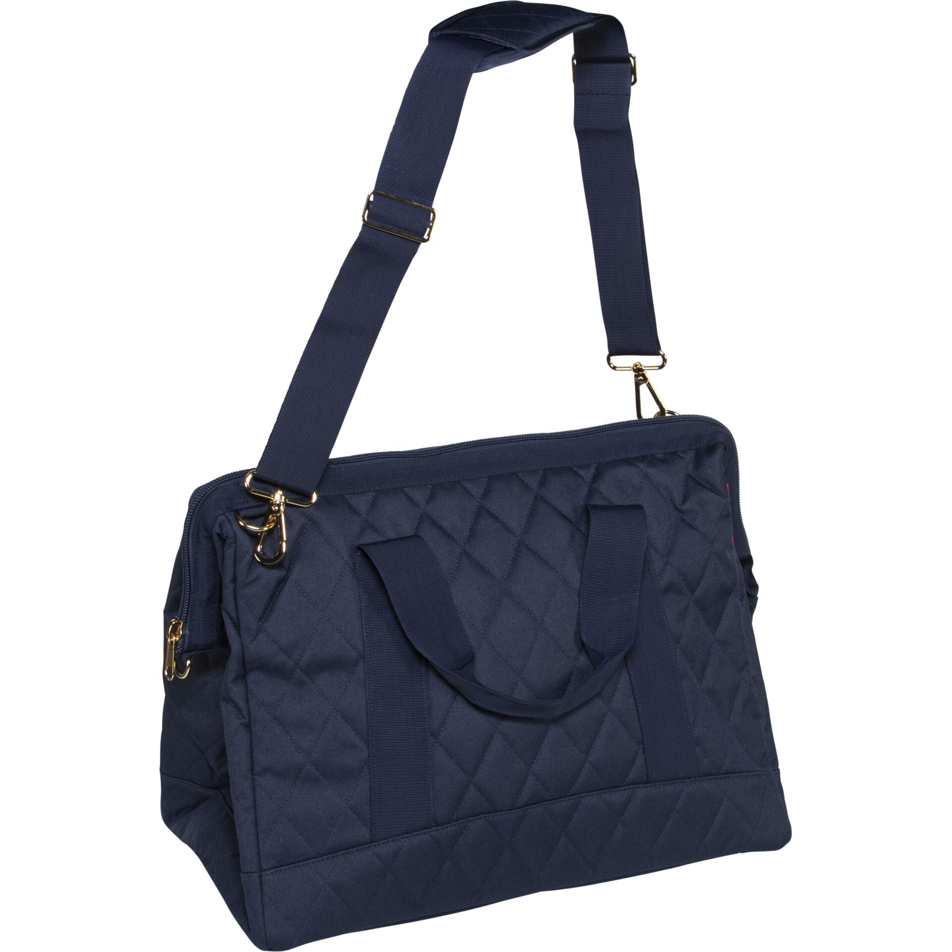Quilted bag, Navy bag, Shoulder strap, Carryall, Zip closure