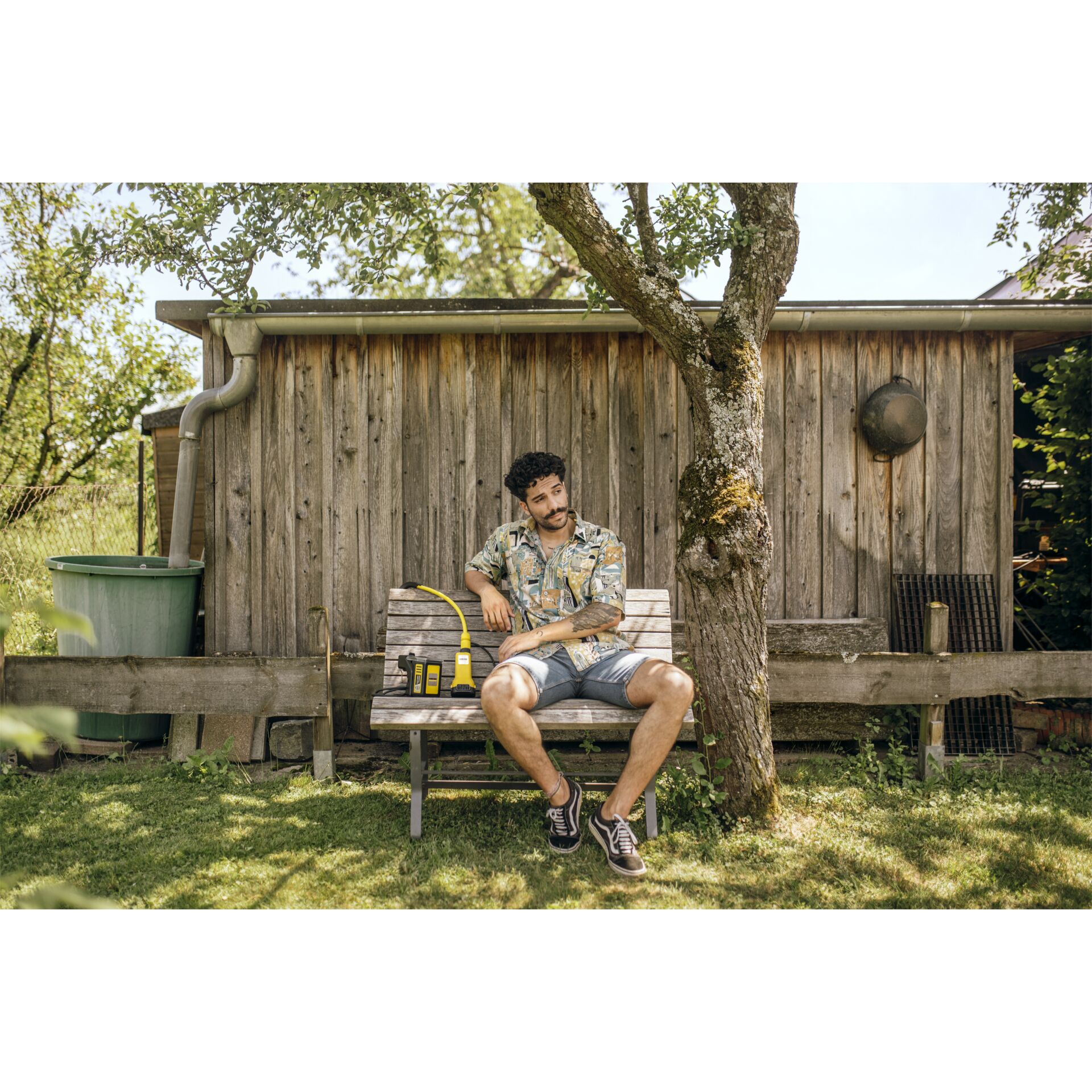 Sitzend, Innenarchitektur, Hinterhof, Gras, Portrait