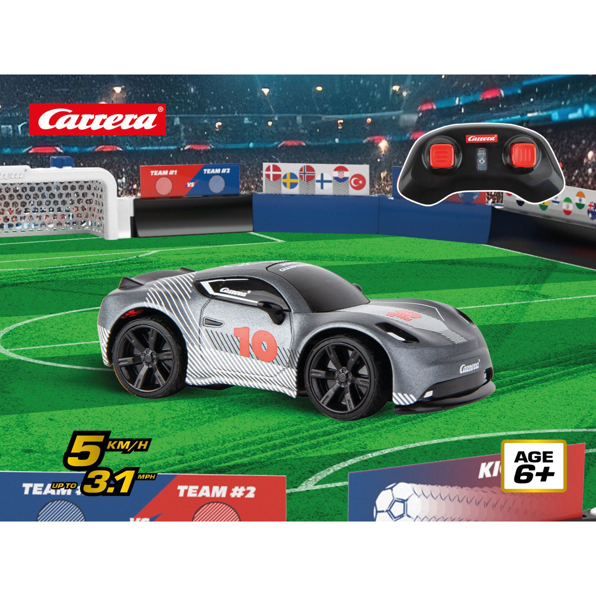 RC-Auto, Rennwagen, Fernsteuerung, Fußballstadion, Alter 6+