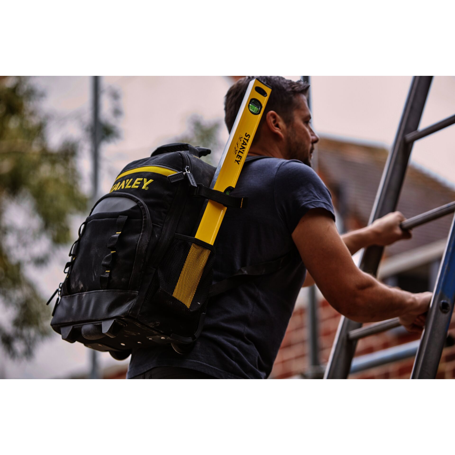 Rucksack, Arbeitsrucksack, Werkzeugtasche, Klettverschluss, GelbSchwarz