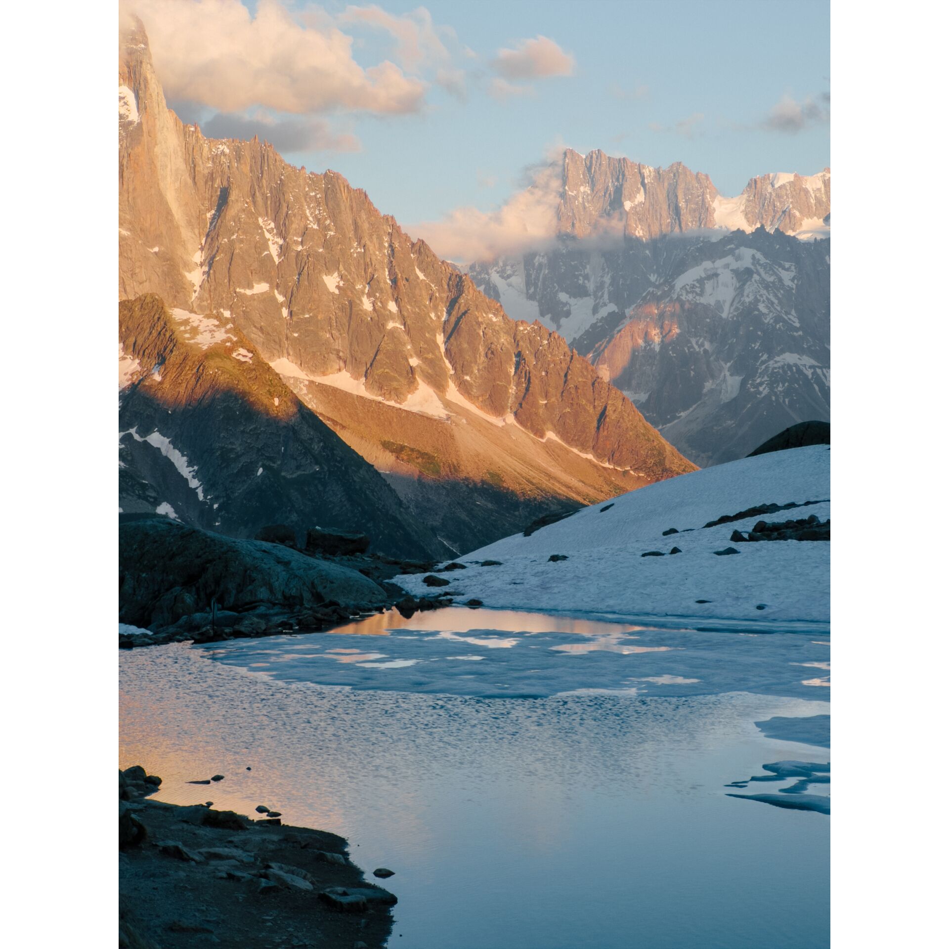 mountains, alpen, schnee, see, sonnenuntergang