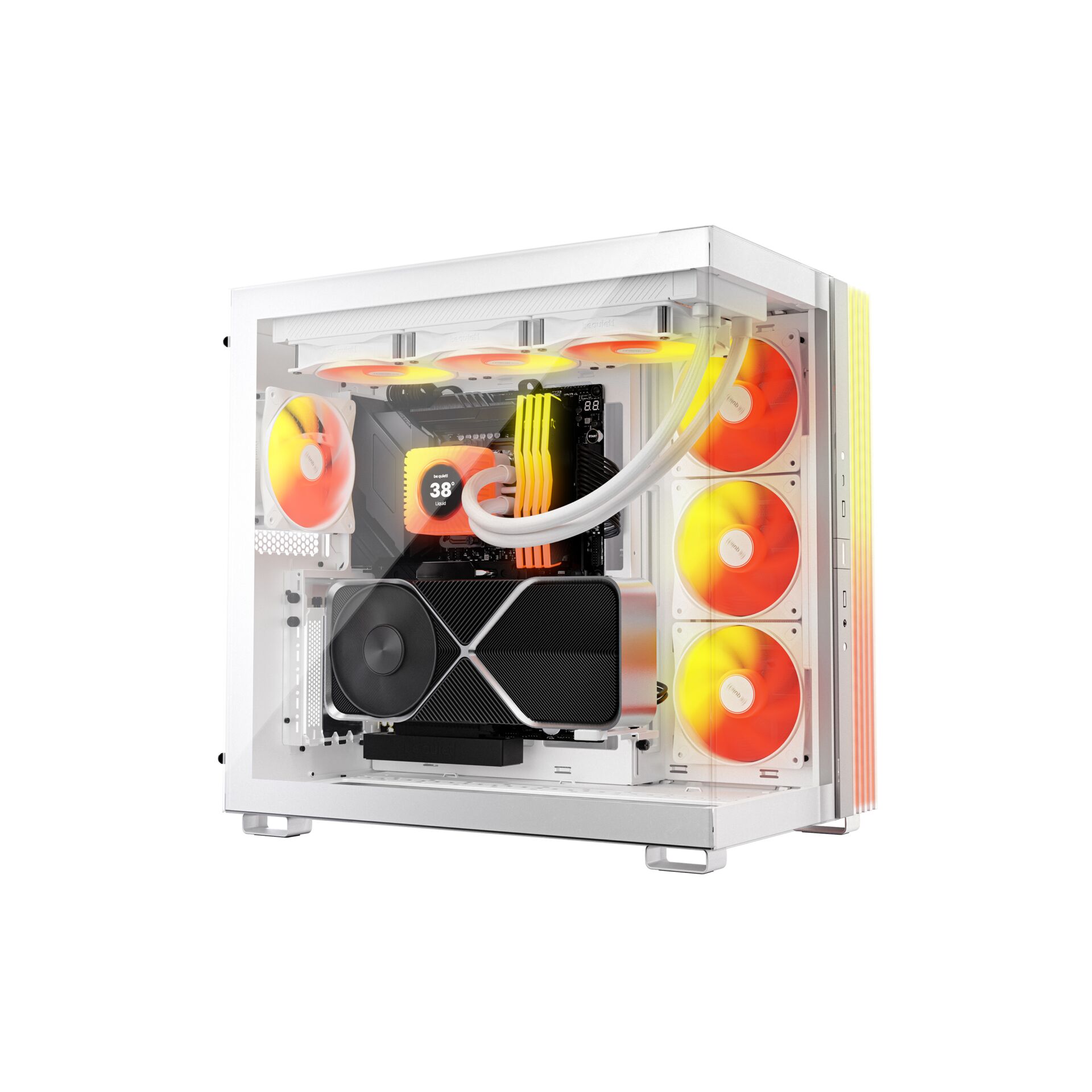pc, gaming PC, liquid cooling, RGB fans, weißes Gehäuse