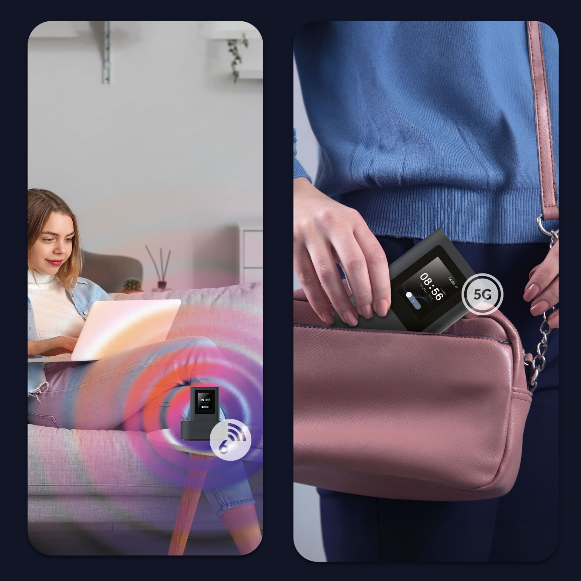 Tablet, Laptop, Kabelloses Ladegerät, 5G-Gerät, Rote/graue Tasche
