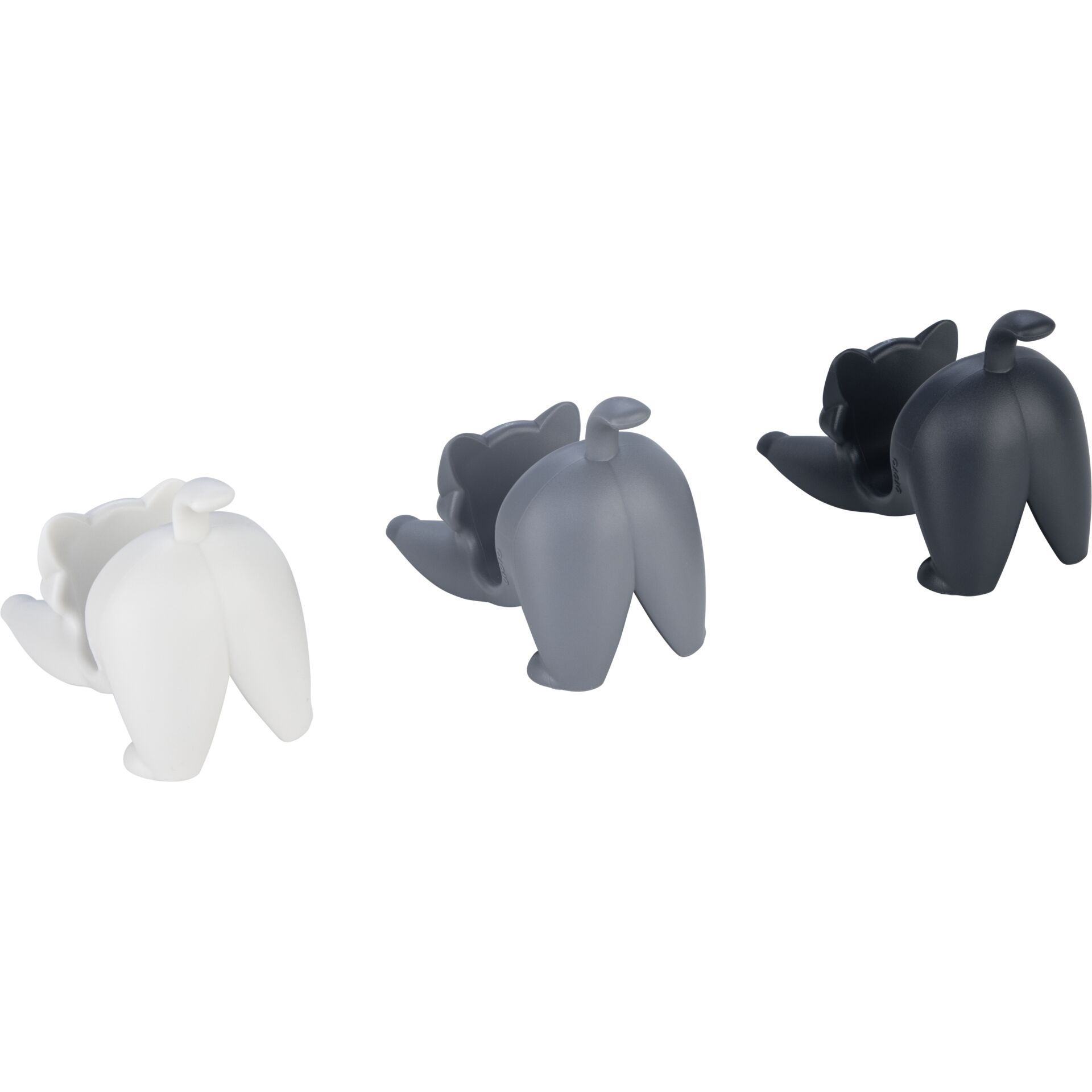 Elefant-Figuren, Miniaturensammlung, Kunststoff, Grauer Farbton, Set aus drei