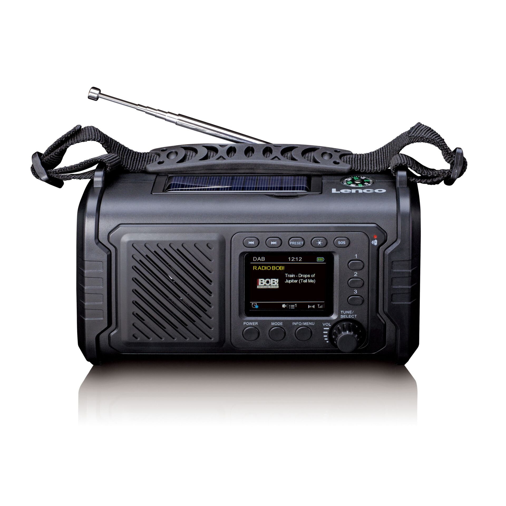 City-Radio, Tragbares Radio, Solarpanel, Digitalanzeige, Antennenstange