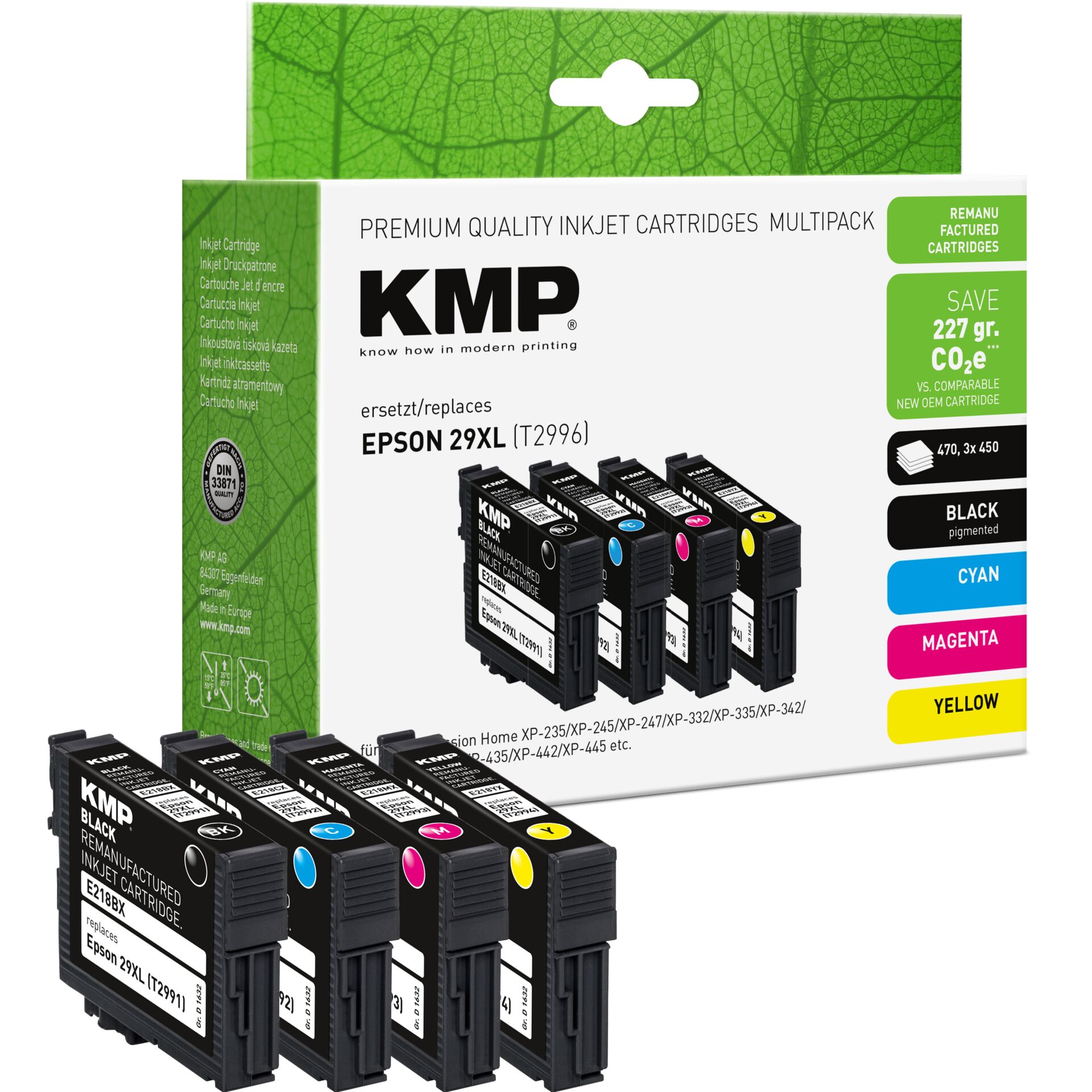 Elektronik, Hardware, Adapter, Computerausrüstung, QR Code, Tintenpatrone, Druckerpatronen, KMP, EPSON 29XL, Cyan Magenta Yellow Black