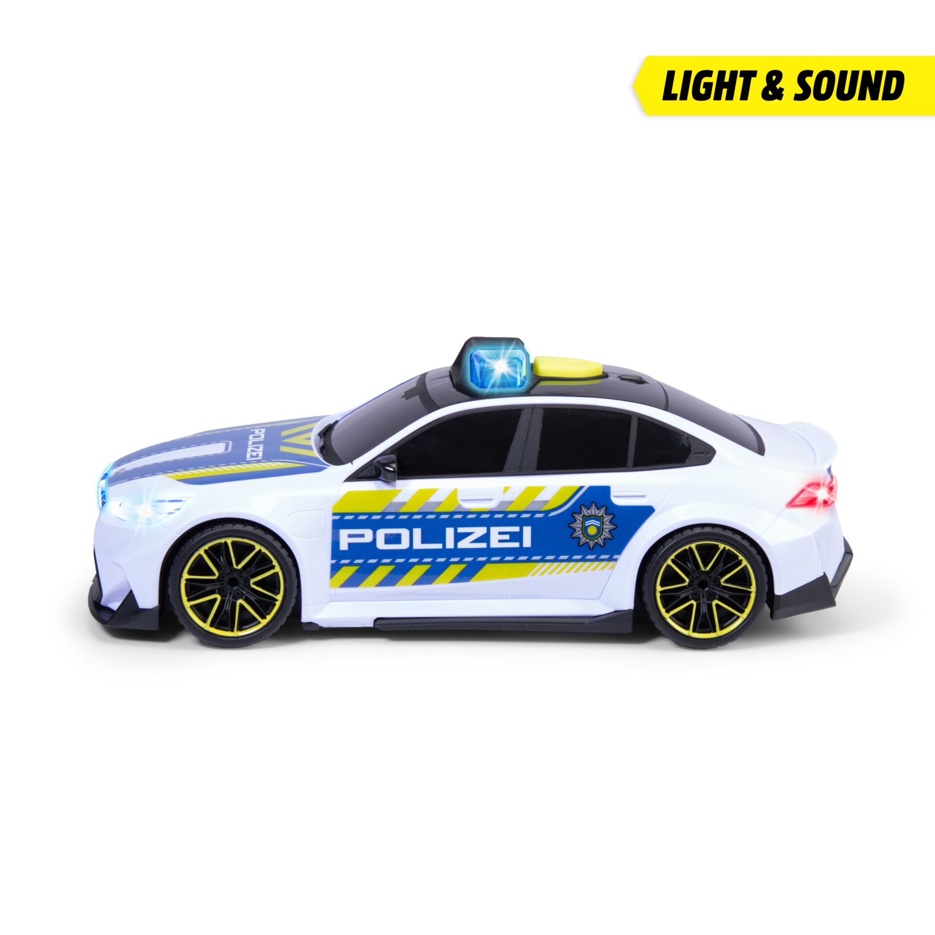 Polizeiauto, Spielzeugauto, Police, Lackierte Felgen, Blau-Weiß