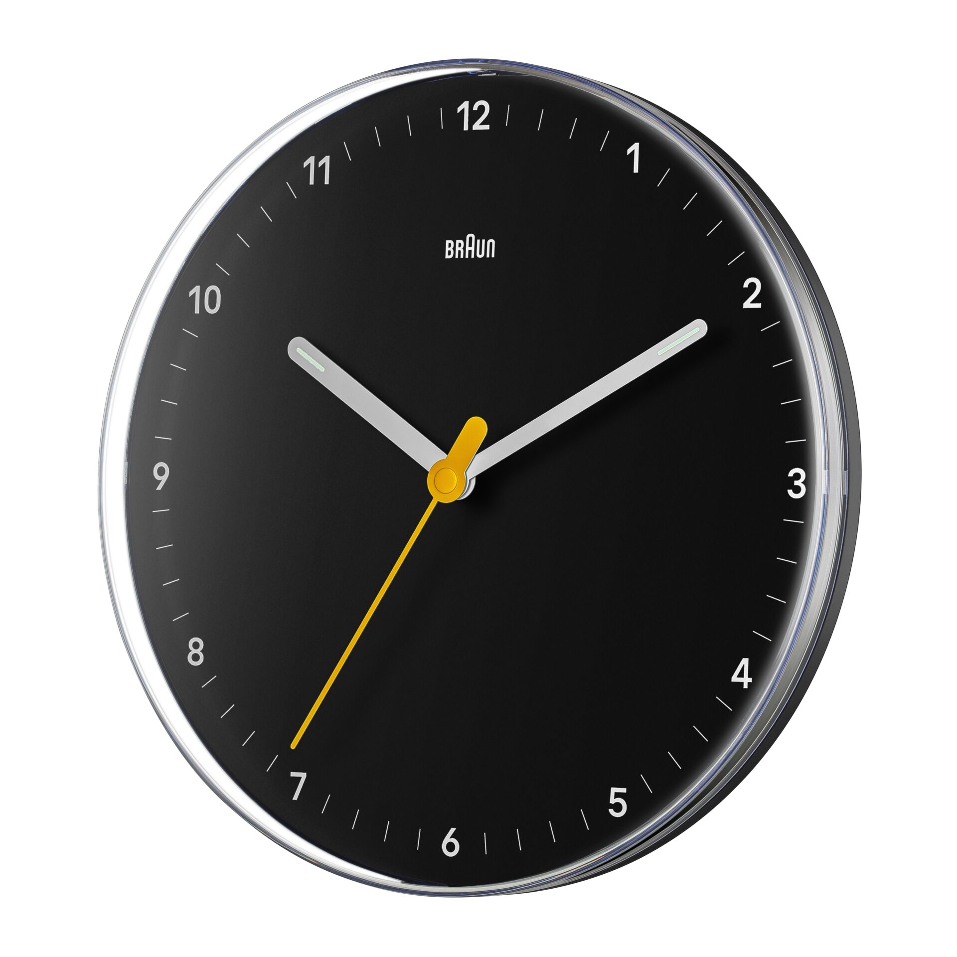 Uhr, Wanduhr, Analoguhr, Schwarzes Zifferblatt, Chromrahmen