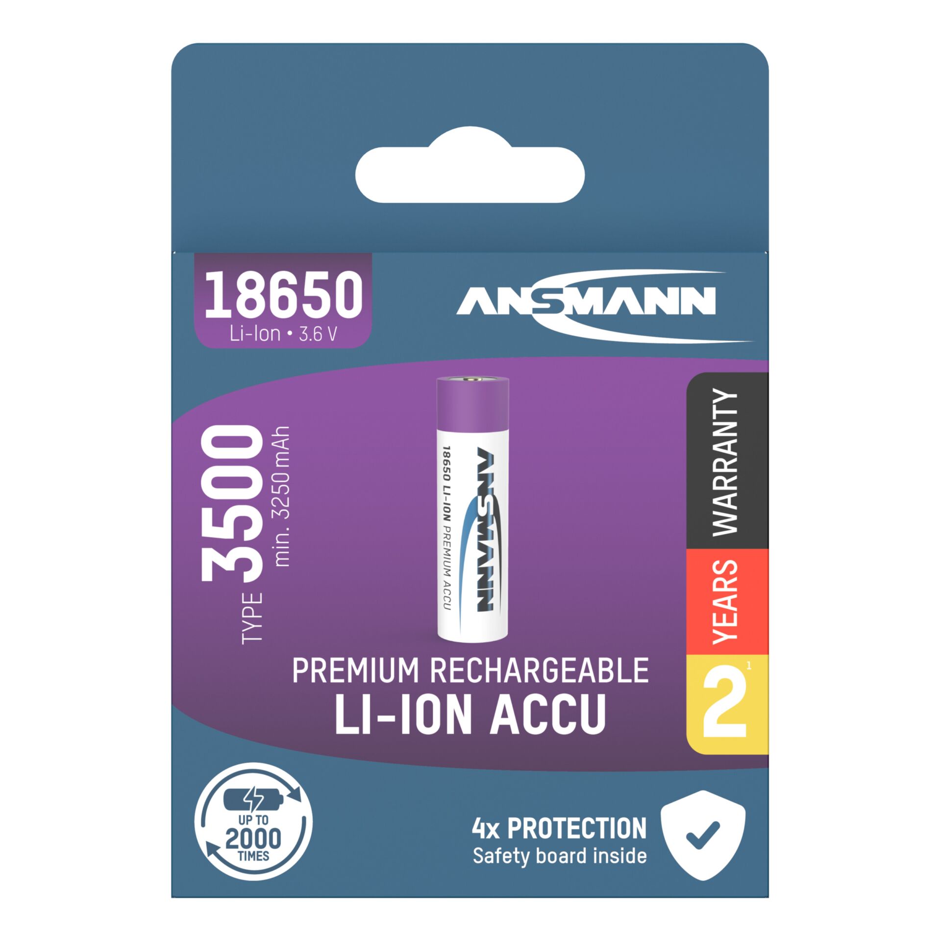 Ansmann Li-Ion 18650 3500mAh  3,6V Akku 12,6Wh       1307-0001