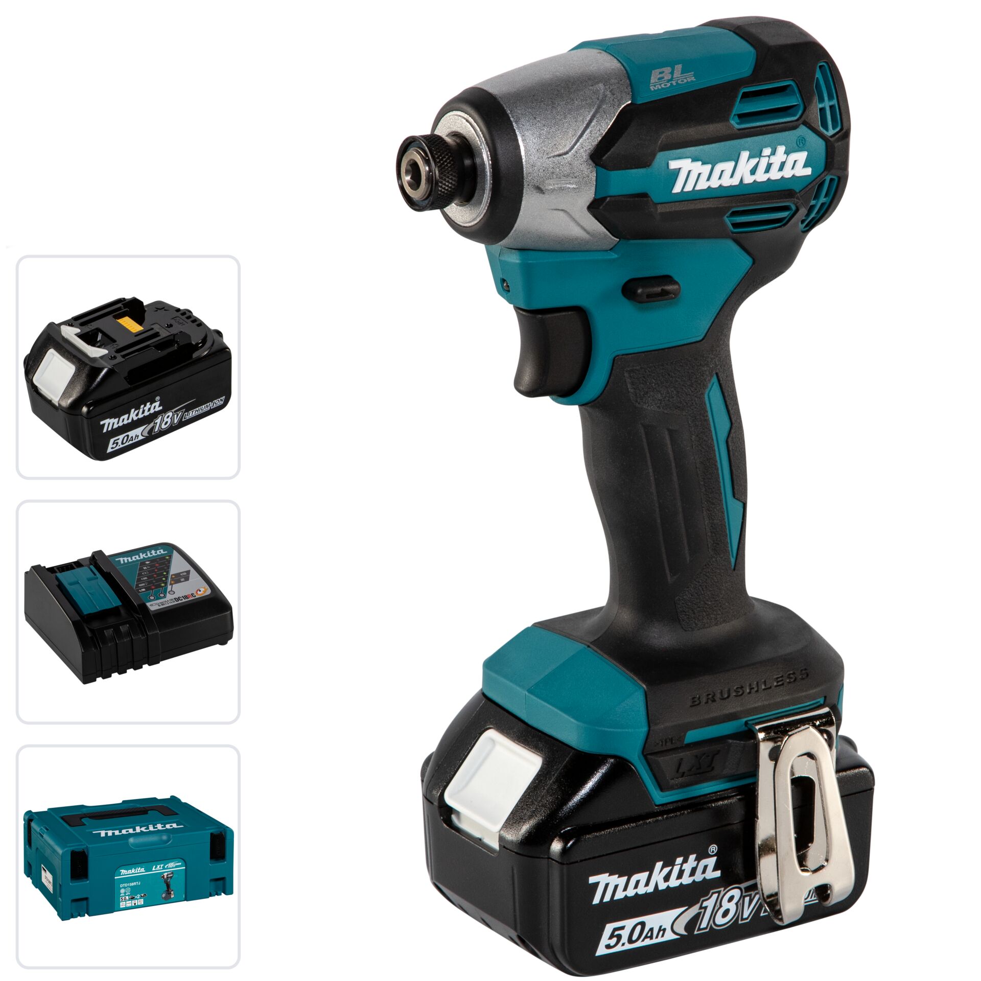 Akku-Bohrschrauber, 18V, Brushless, Makita, Ladegerät, Schraubendreher, Akkuschrauber, 18V, Bürstenlos, Makita