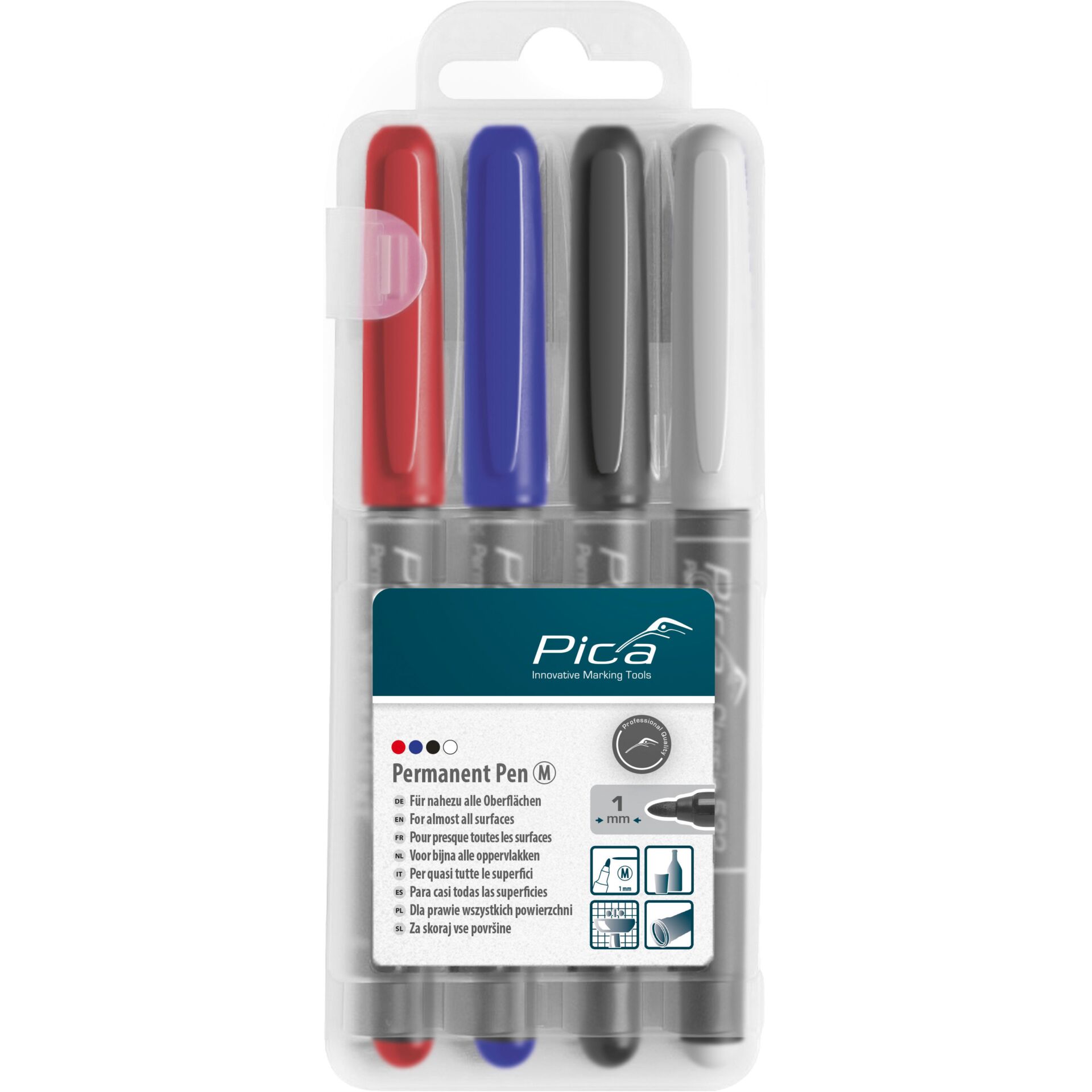 Pica Permanent-Pen 1,0mm  sortiert mit Instant-White-Pen