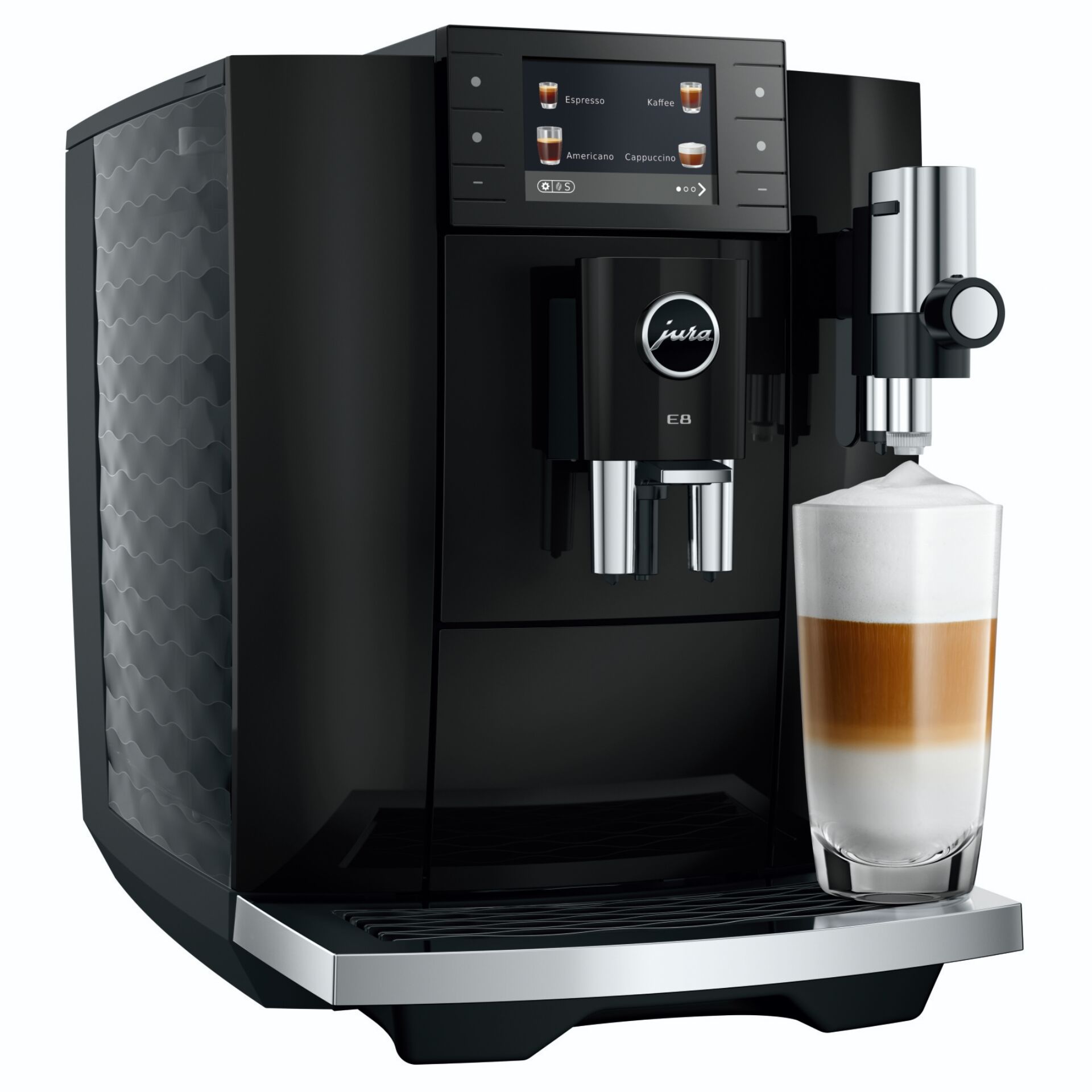 Kaffeemaschine, Espressomaschine, Milchschaum, Frontalansicht, Eckige Bauweise