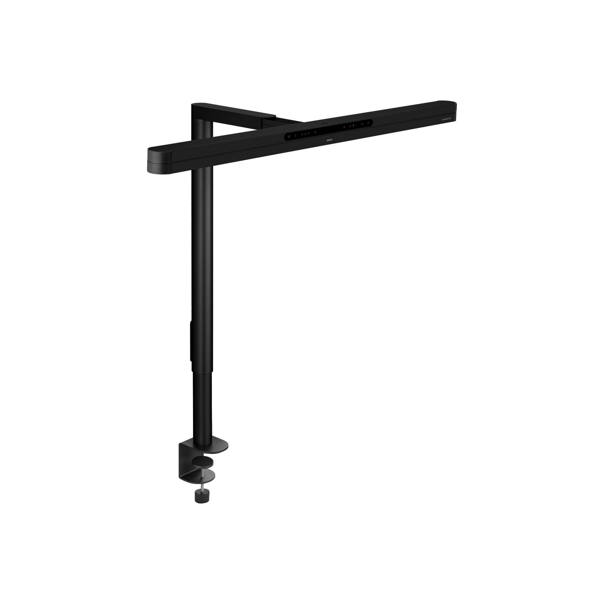 LED-Schreibtischlampe, Tischklemmenhalterung, schwarz, langer Leuchtkopf, Touch-Bedienung