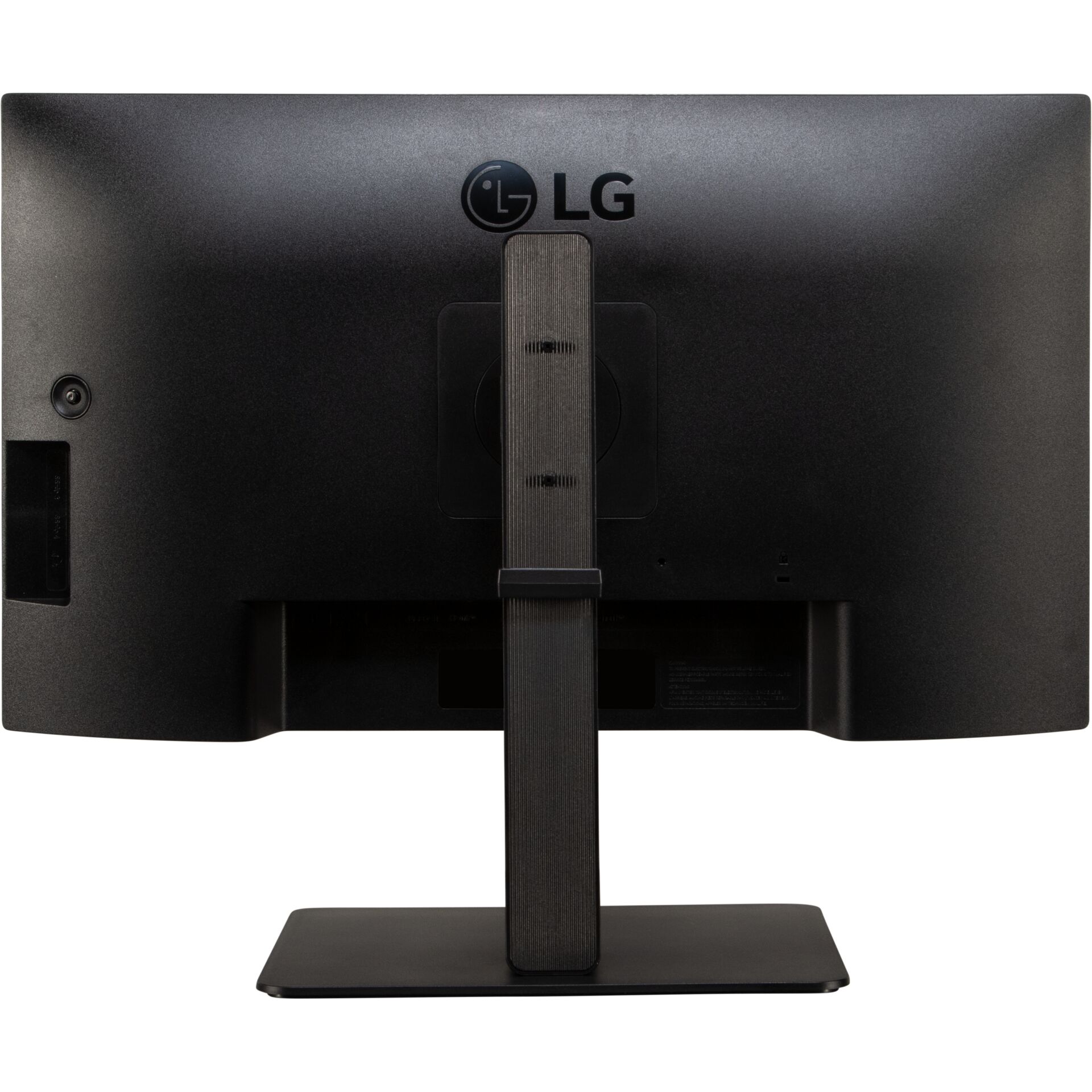 monitor, LG, desk stand, back view, black