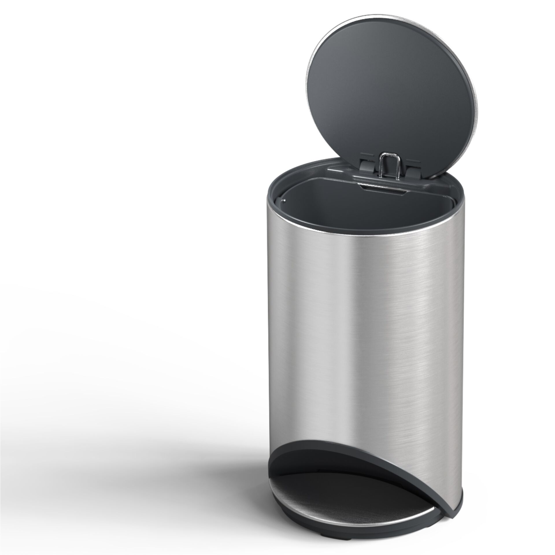 Abfalleimer, Müllbehälter, Stahl, Edelstahlfarben, Deckelöffner