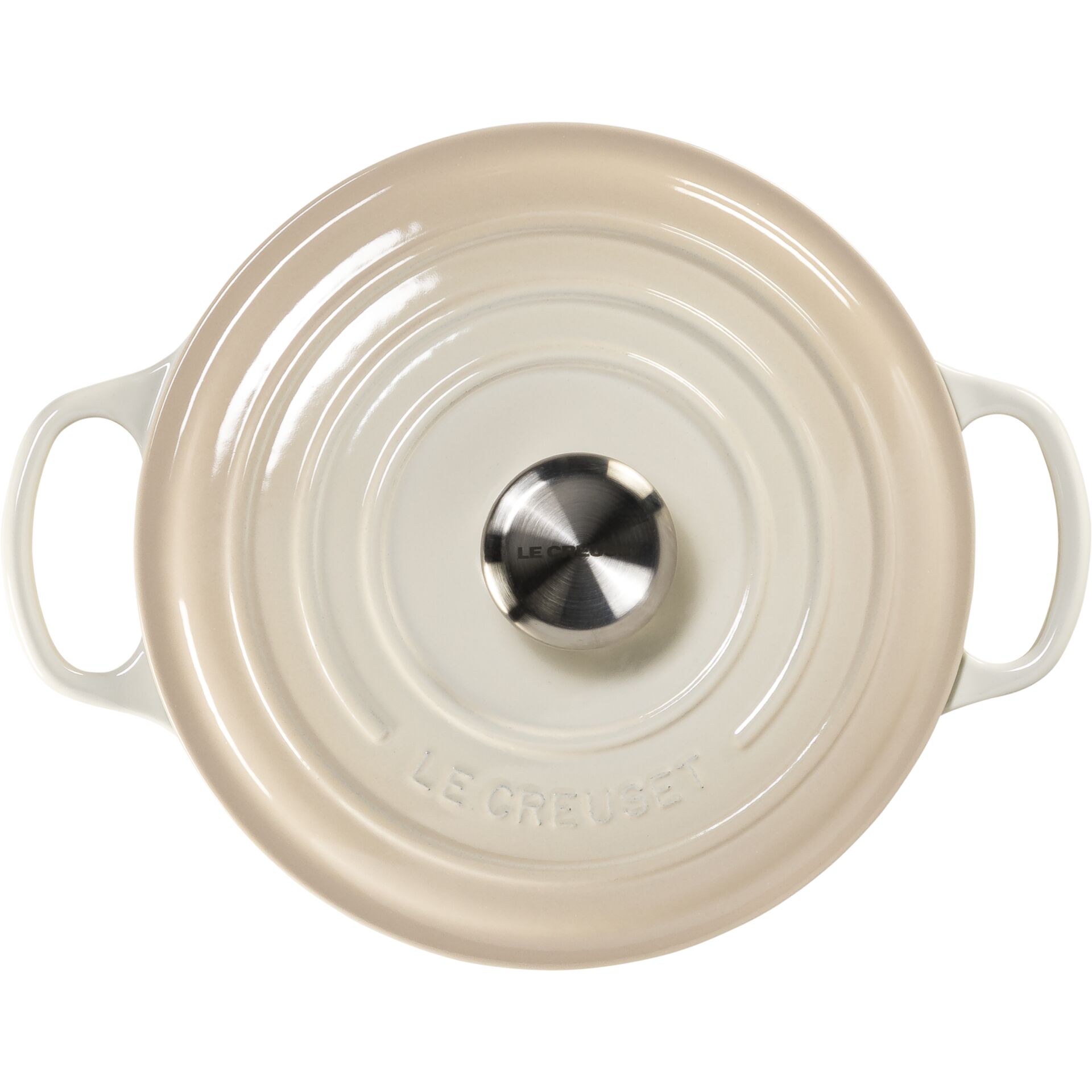 Kochtopf, Bräter, Gusseisen, Beige, Deckelknopf