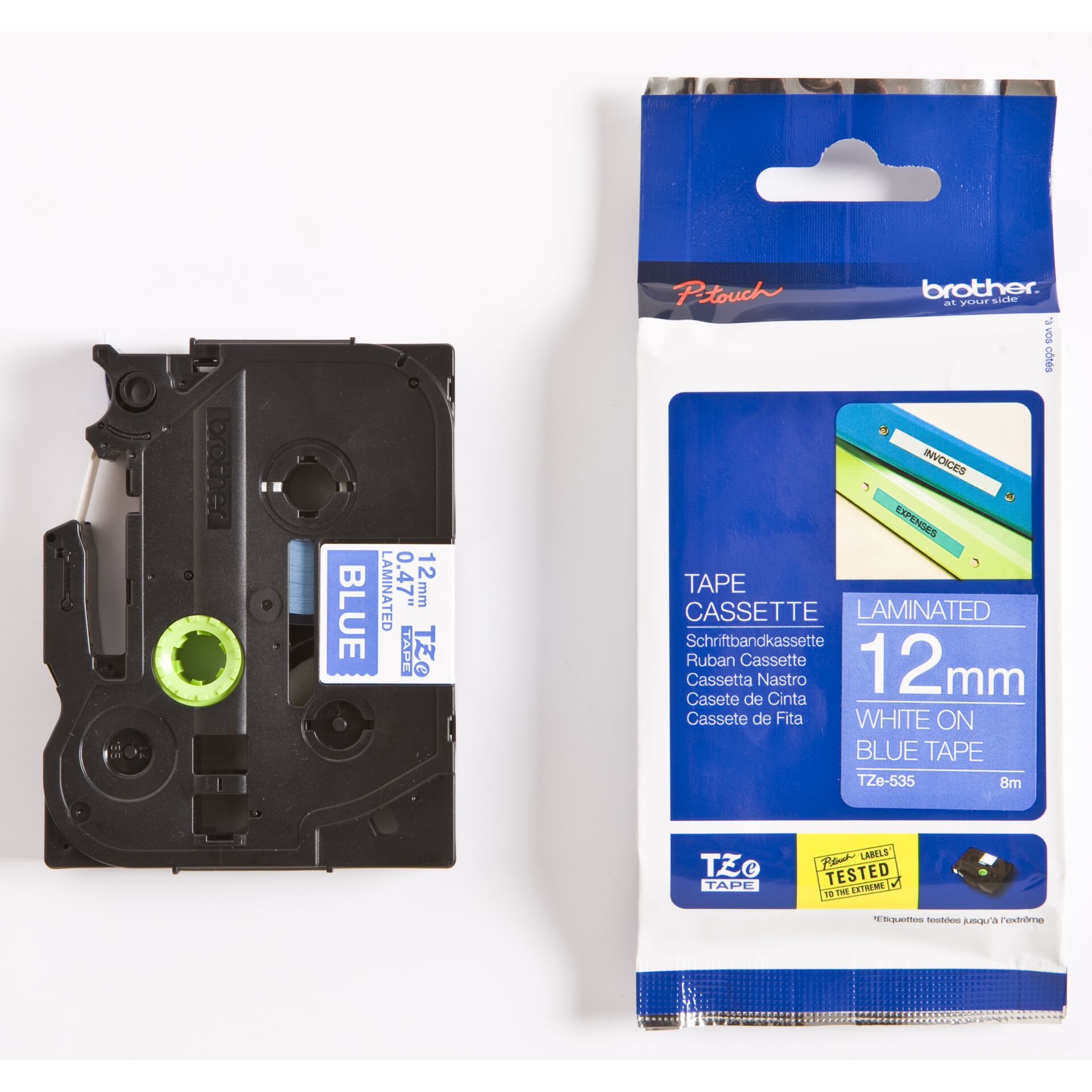 Brother Schriftbandkassette  TZE-535 blau/weiß 12 mm