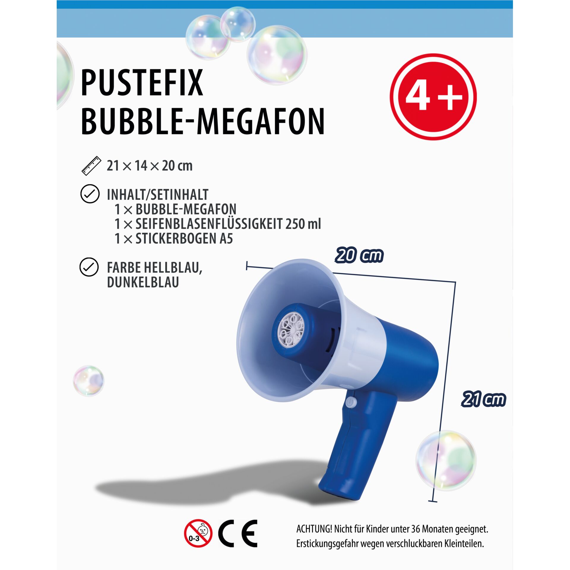 Bubble-Funktionszubehör, Bubble Megaphon, Spielzeug Megaphon, Schalltrichter, Kunststoff blau