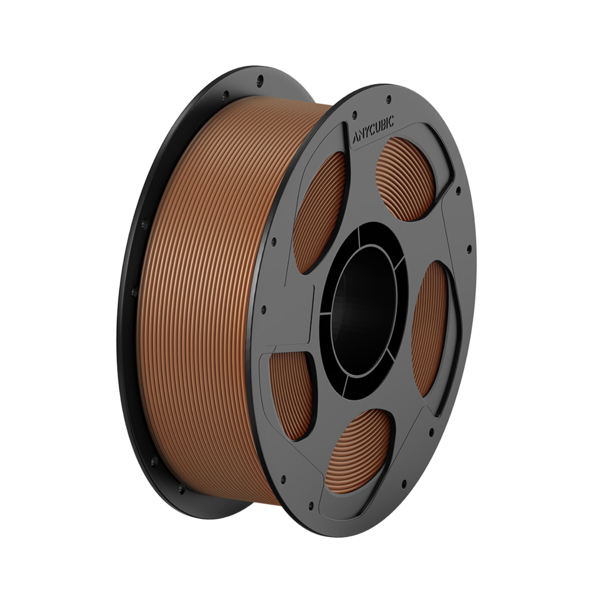 3D-Druck-Filament, PLA-Filament, braunes Filament, Spule, Kupferfarbend