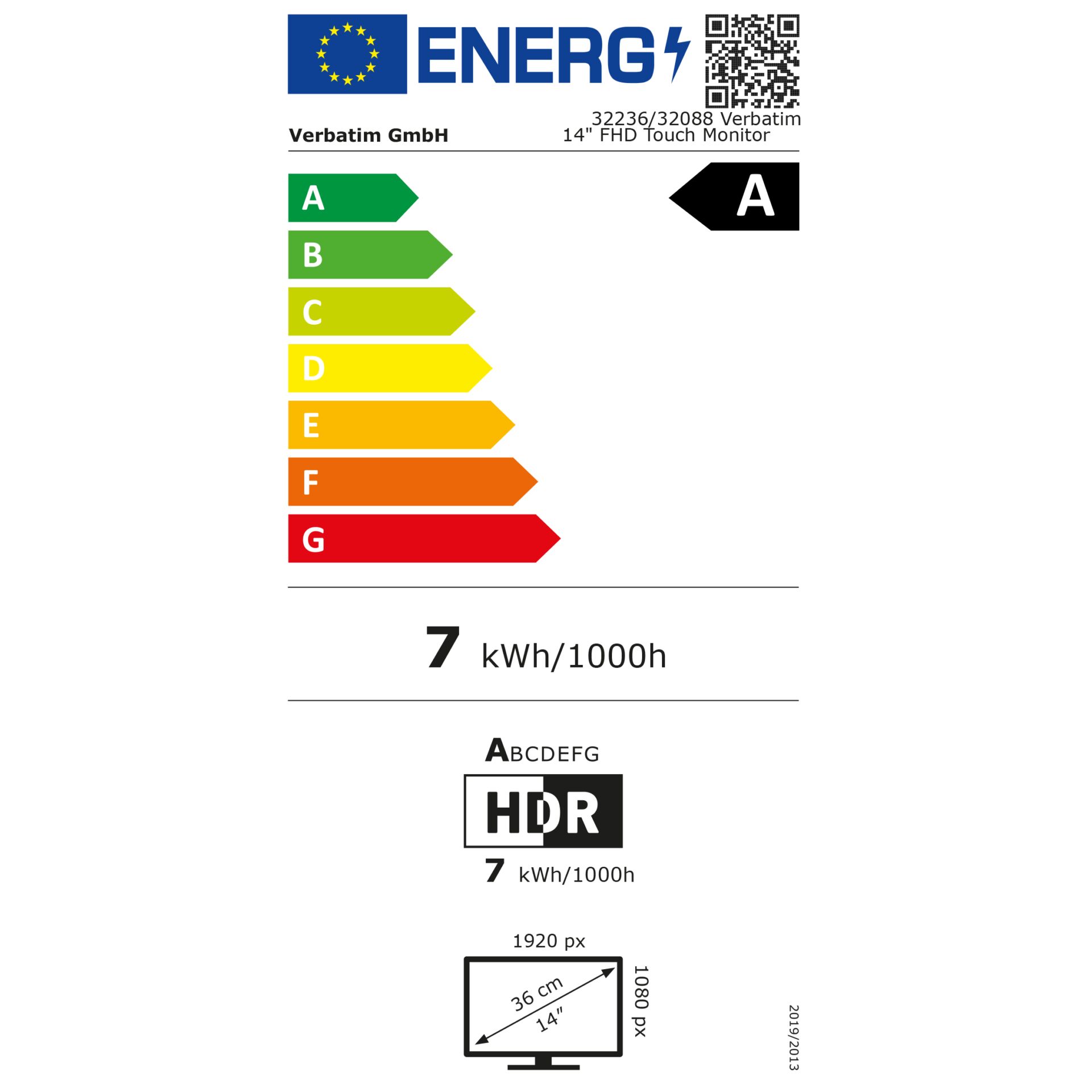 Verbatim Portable Full HD Touch  Monitor Light Power Bank 5000mAh – Energieeffizienzklasse A