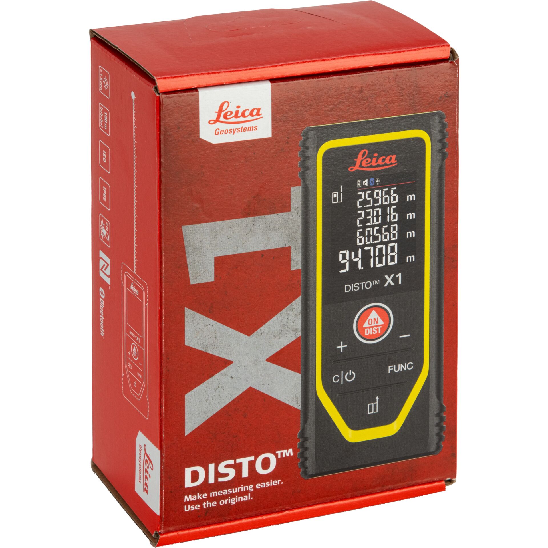 Disto-Gerät, Laser-Entfernungsmesser, Messwerkzeug, Digitalanzeige, Gelb-schwarzes Gehäuse