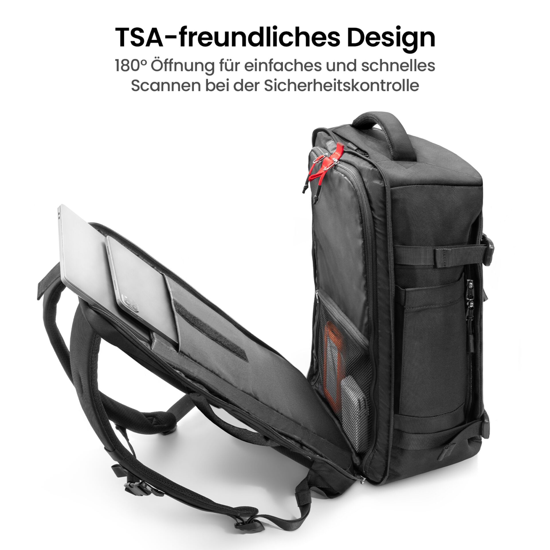 Rucksack, Laptopfach, Schultergurte, Schutzfach, Mesh-Seitentasche