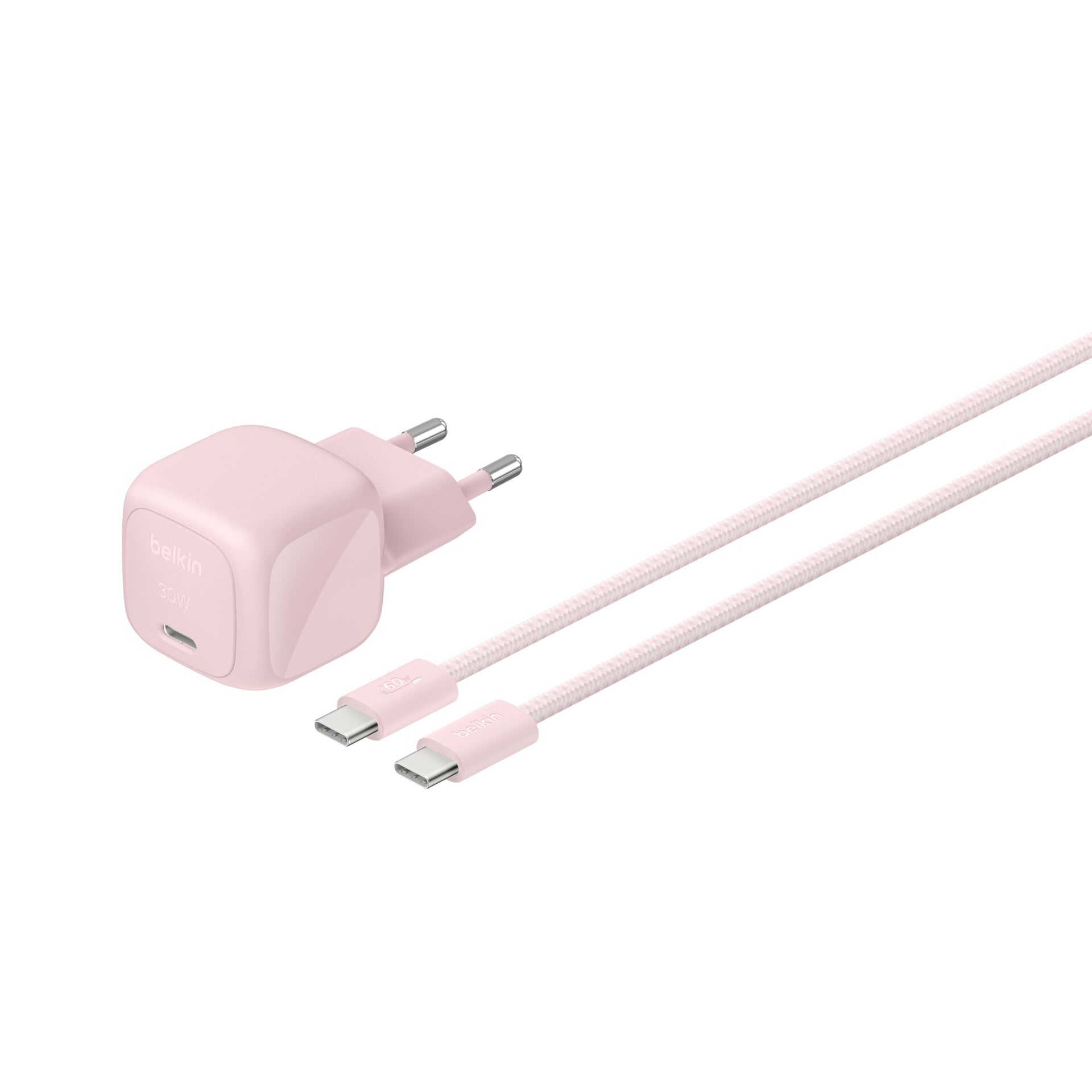 pink, Ladekabel, USB-C, geflochten, Wandlader