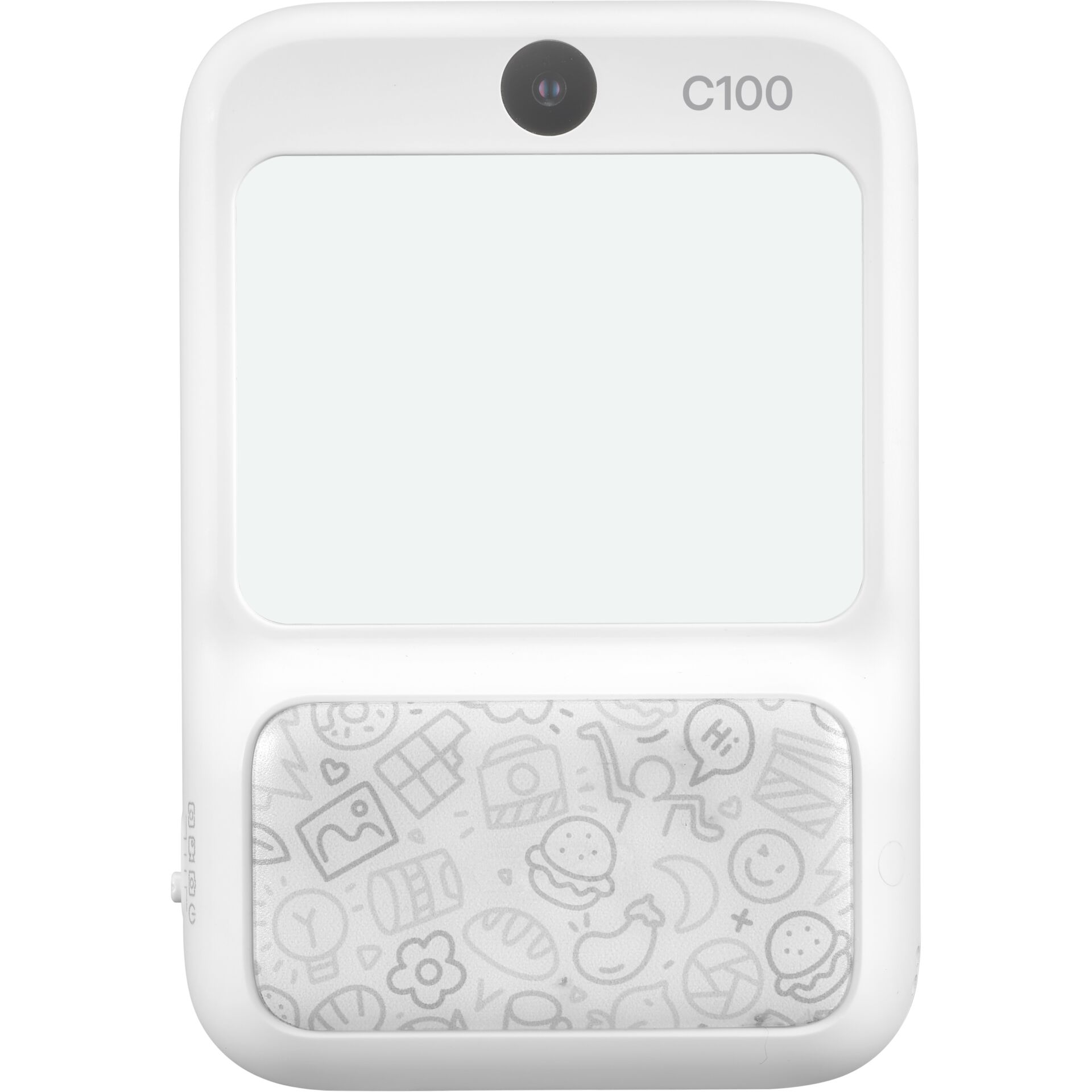Kindle-Foto-Rahmen, C100 Kameraauge, Weißes Gerät,  Frontkamera, Gemustertes Griffpaneel
