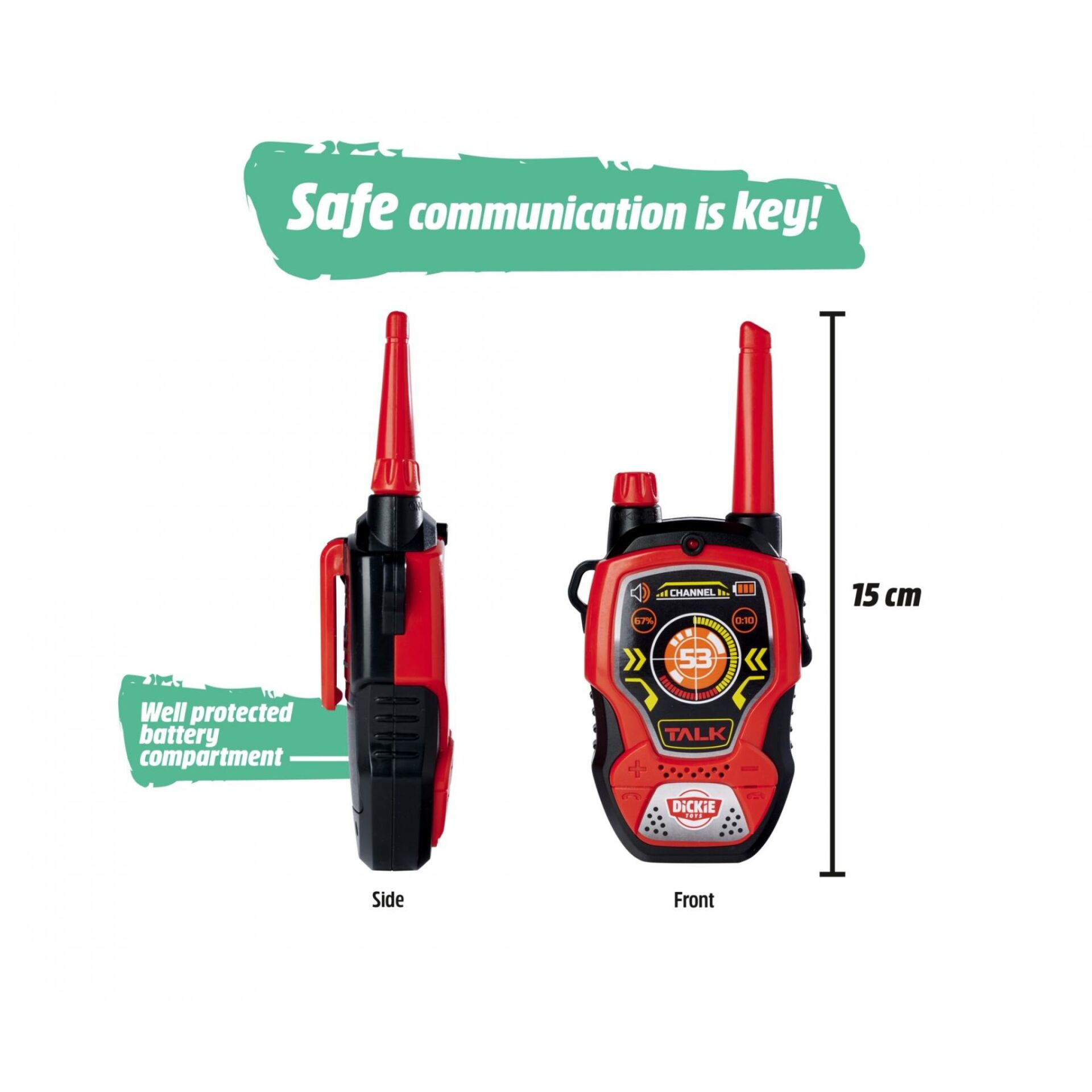 Spielzeug, Walkie-Talkie, Kommunikationsgerät, RotSchwarz, 15 cm