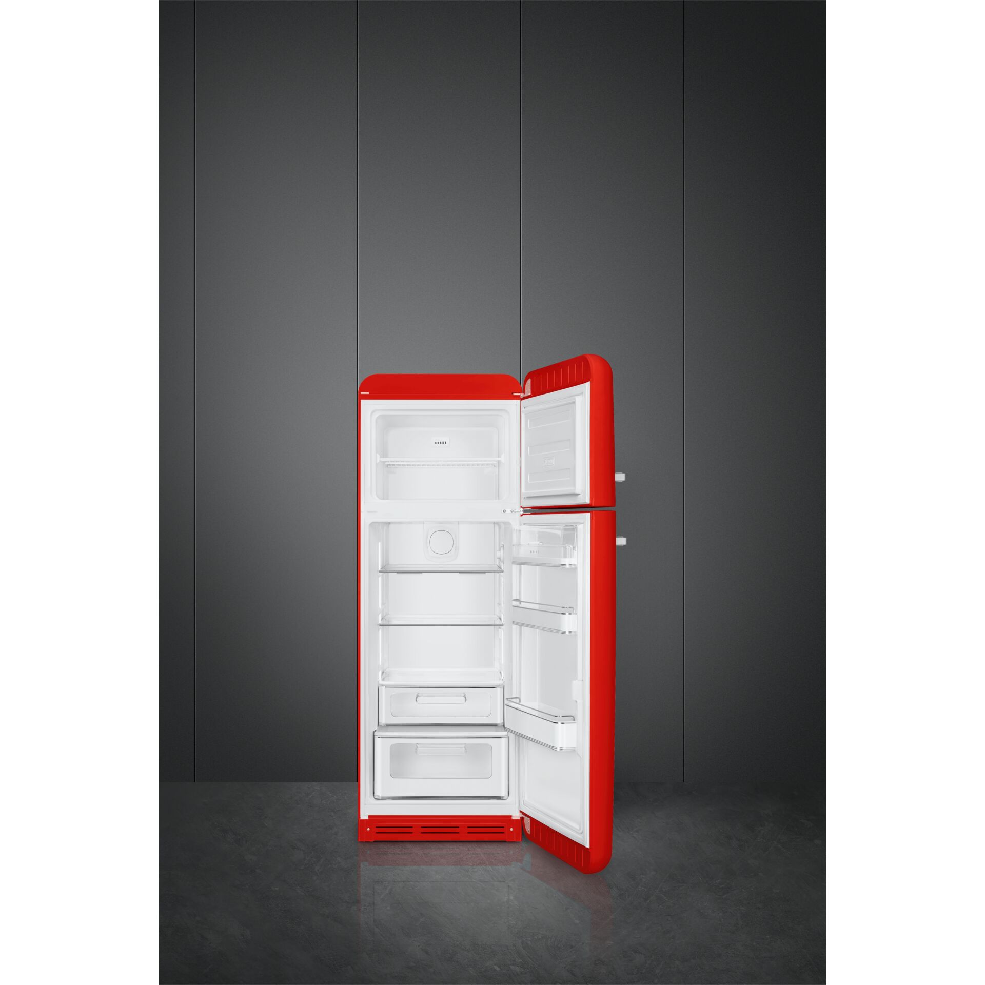 Kühlschrank, Einbaukühlschrank, Rot, Einzelfach, Schalenfach