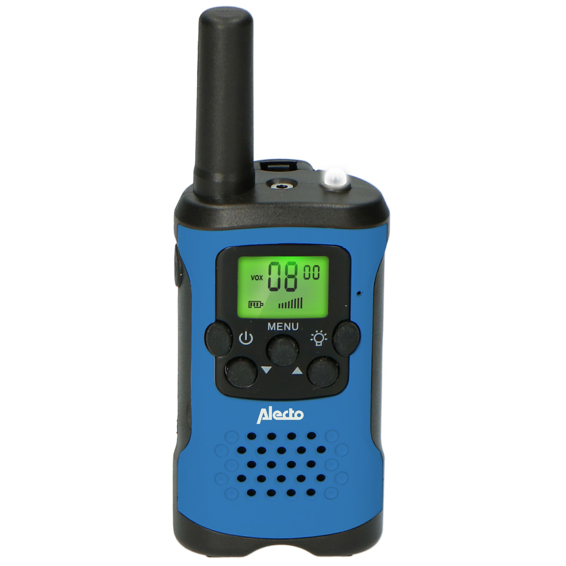 Walkie-talkie, Zwei-Wege-Funkgerät, blaues Gerät, LCD-Anzeige, Alecto Marke