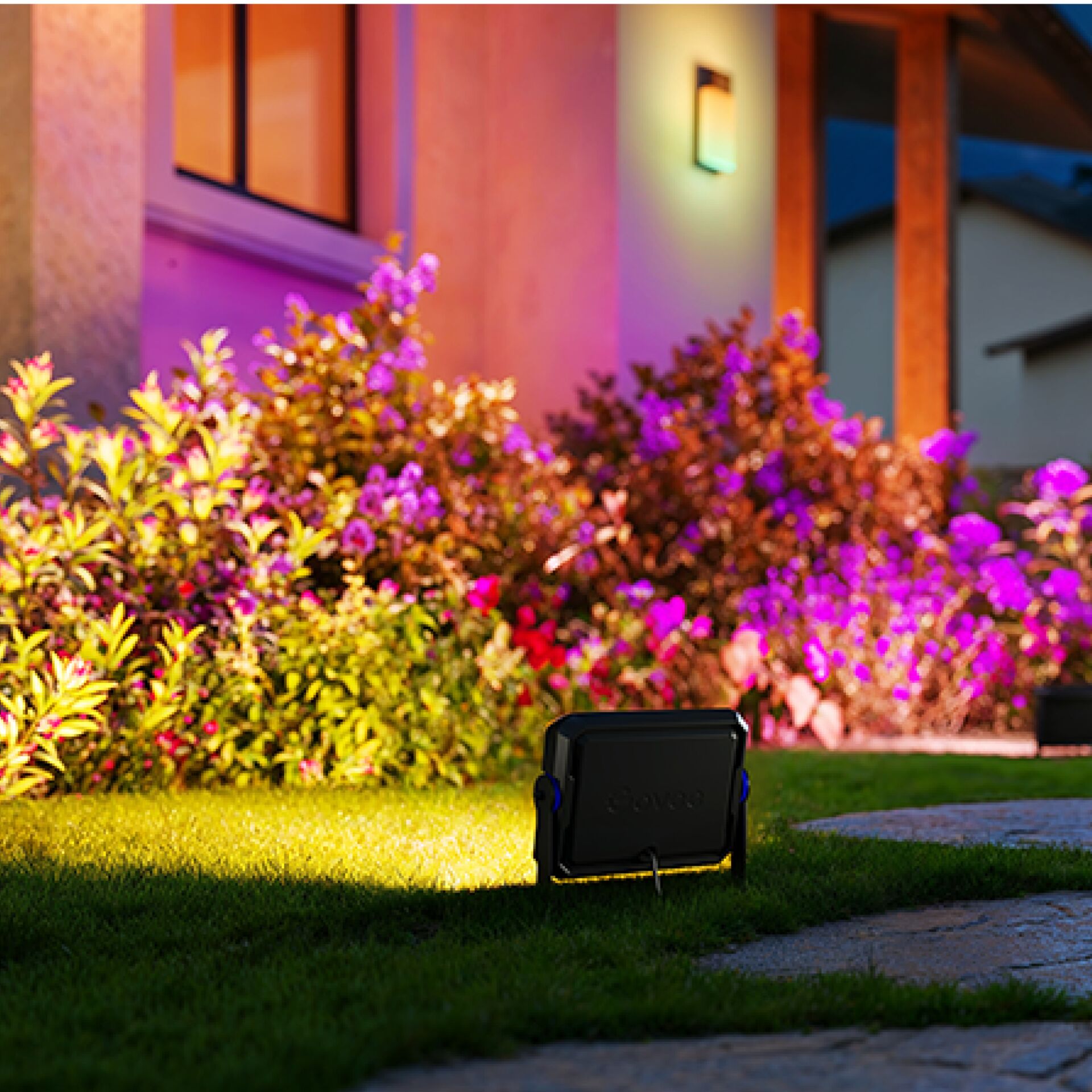 Gras, Rasen, Beleuchtung, Gehweg, Violett