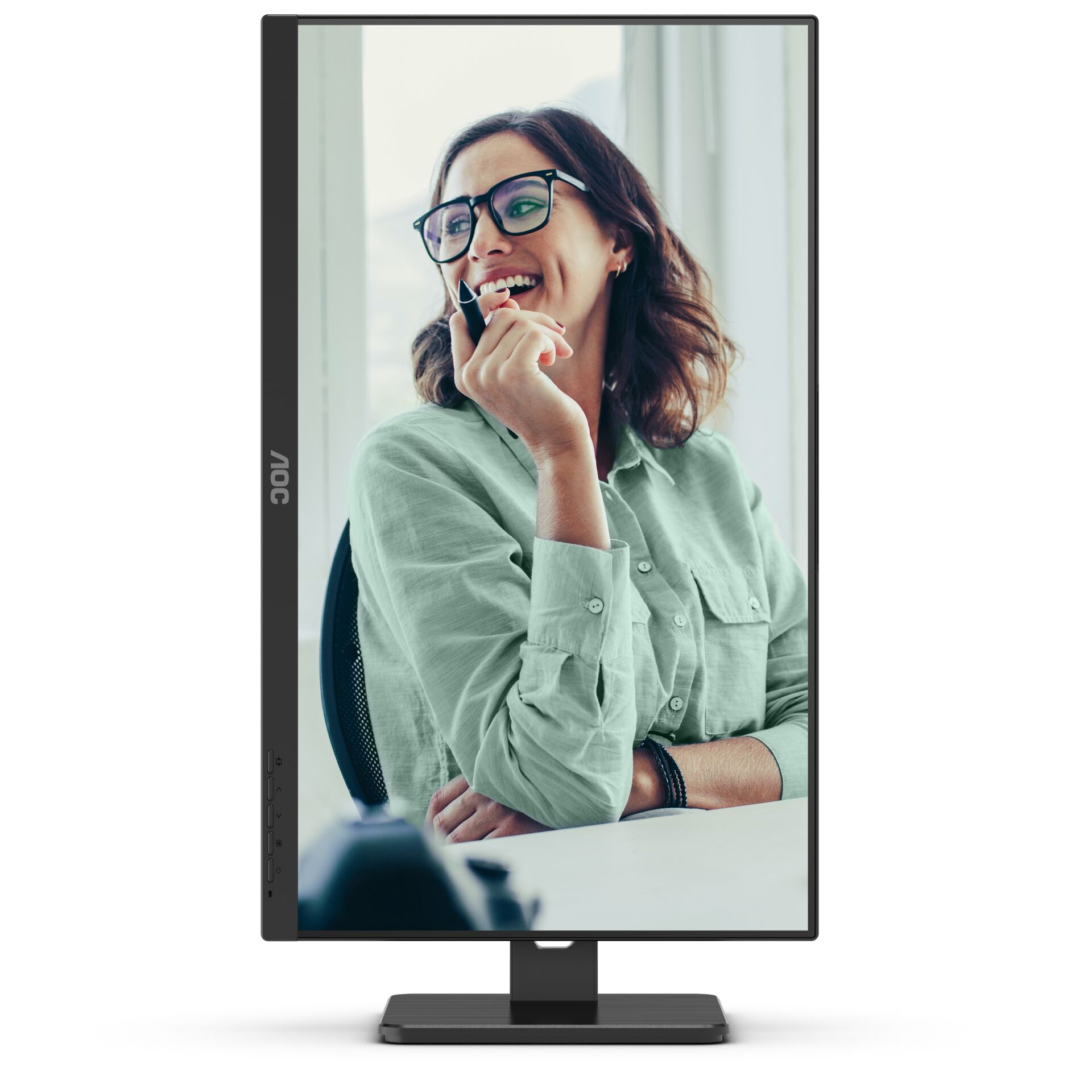 monitor, IPS, brille, frau, büro