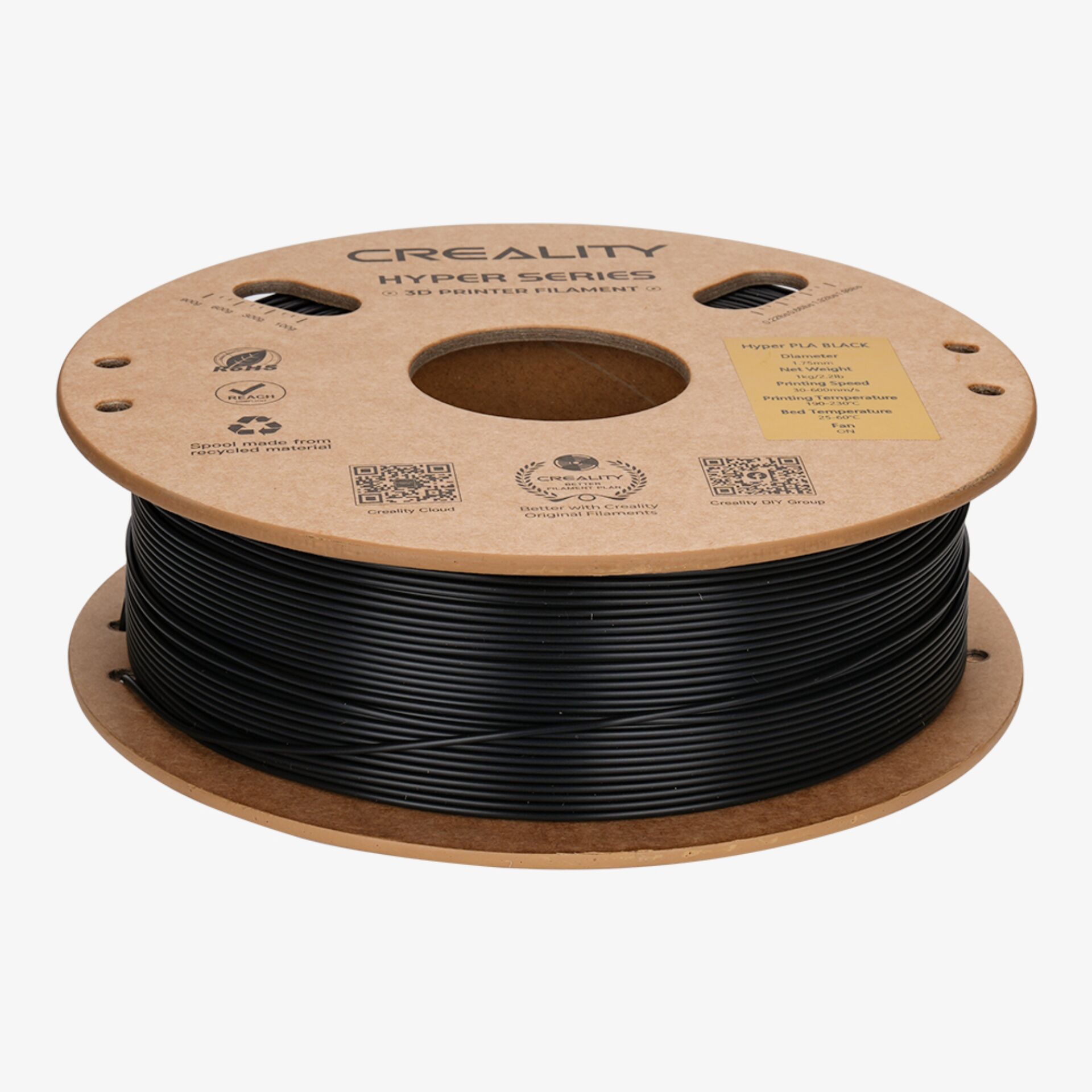3D-Druck-Filament, PLA-Filament, schwarzes Filament, Spule, Creality Hyper Series