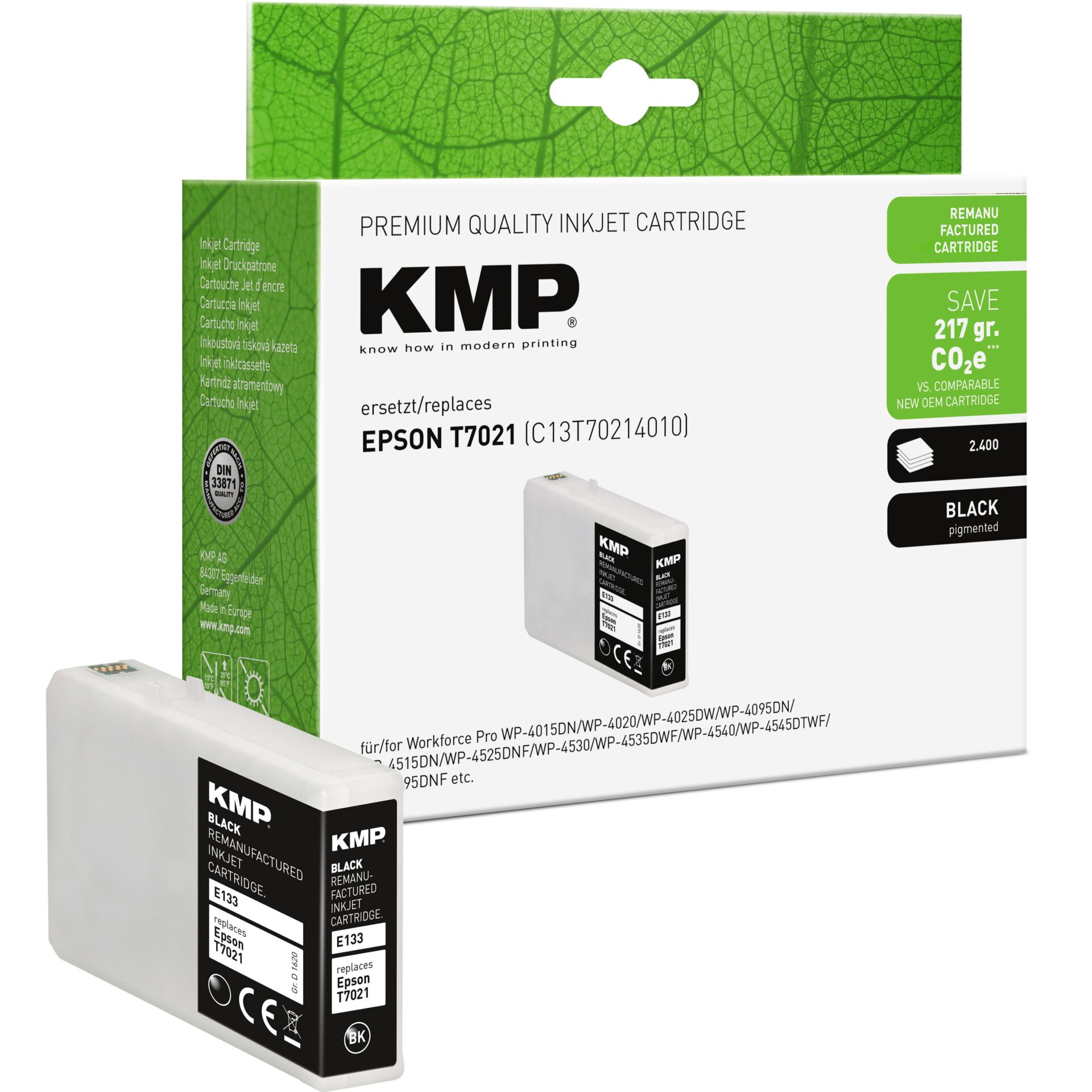 Adapter, Elektronik, QR Code, Tintenpatrone, Druckerpatrone, Epson T7021, Schwarz Tintenpatrone, KMP Ersatzpatrone
