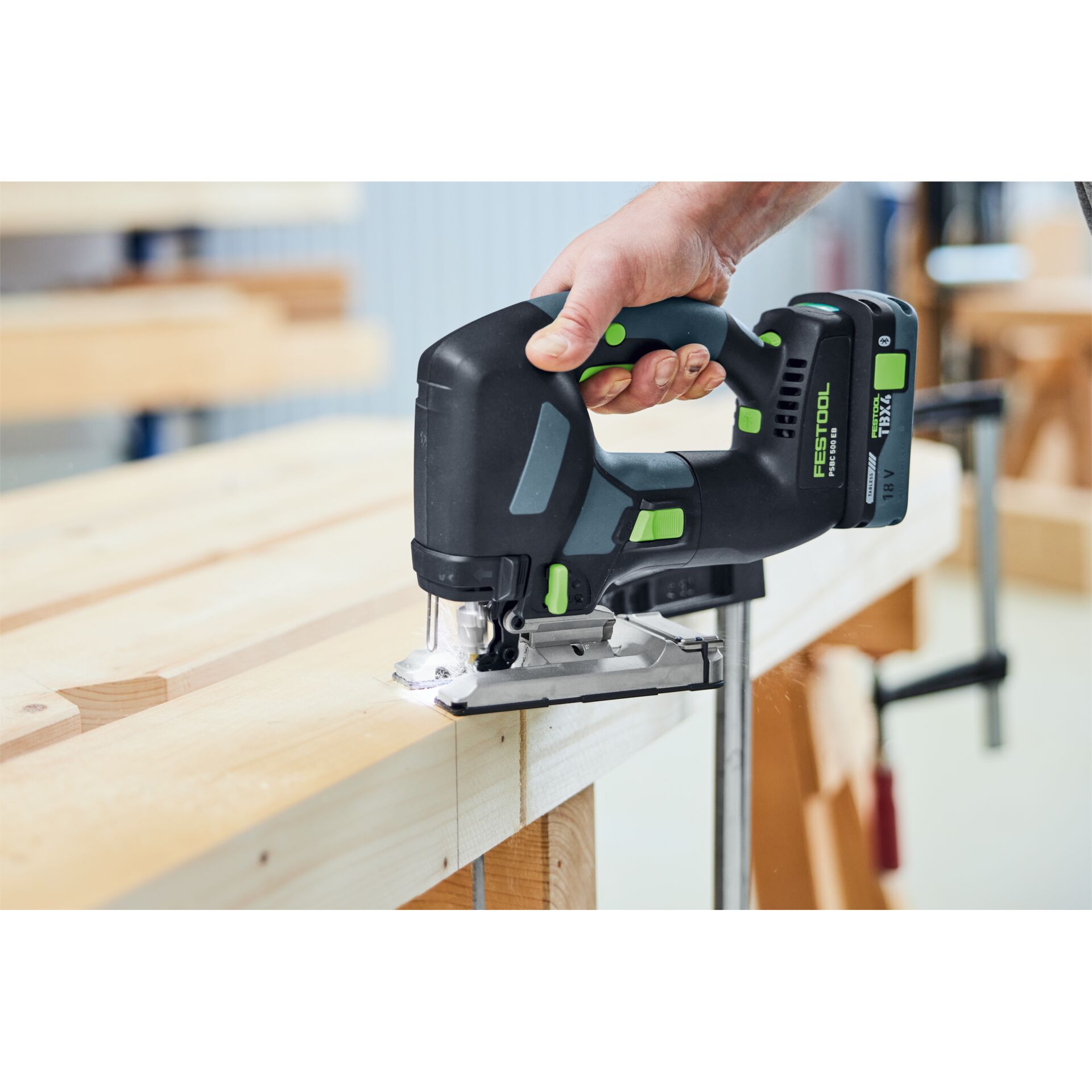 akku-Stichsäge, Stichsäge, Holz, Werkzeug, Grün-Schwarz