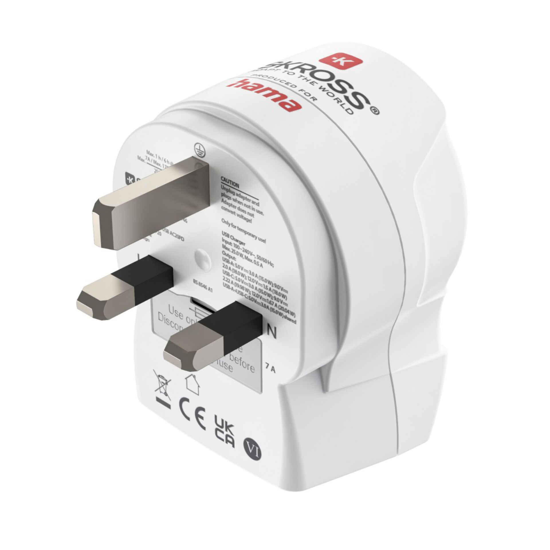 Reiseadapter, Steckeradapter, UK/EU Steckdose, USB-kompatibel, Eurostecker