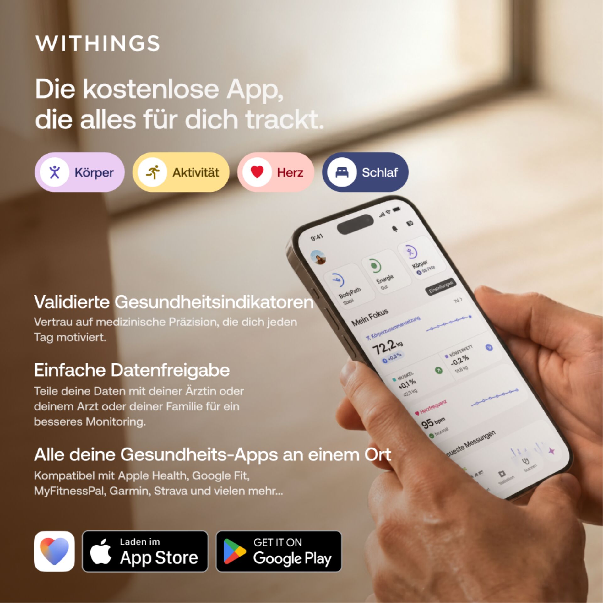 Gesundheits-App, App-Schnittstelle, Smartphone-App, Herzgesundheit, Health-Tracking
