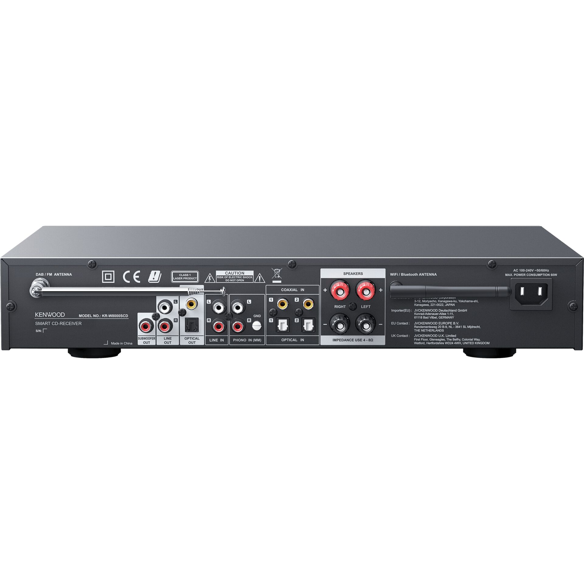 CD-Receiver, Rückseite, RCA-Anschlüsse, Lautsprecherklemmen, Koaxialeingang