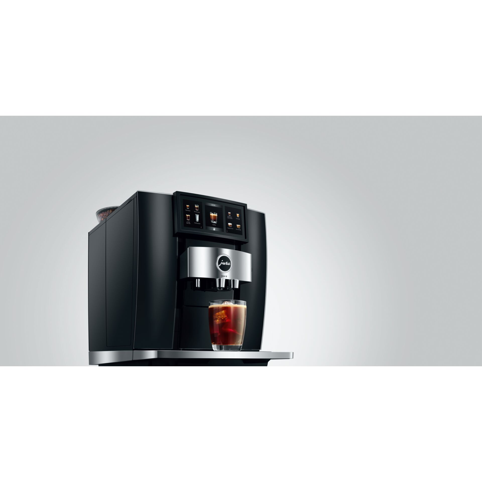 Kaffeemaschine, Espresso-Maschine, Schwarz, Metalloberfläche, Displaybild