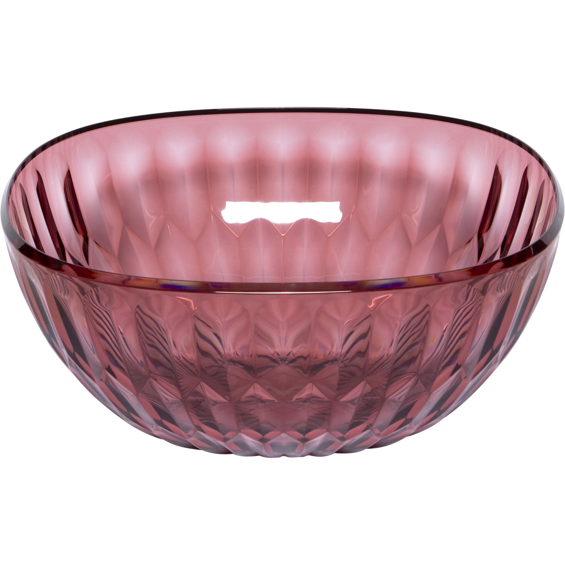 Schüssel, Glas, Rosenholz, facettierte Oberfläche, Durchmesser groß