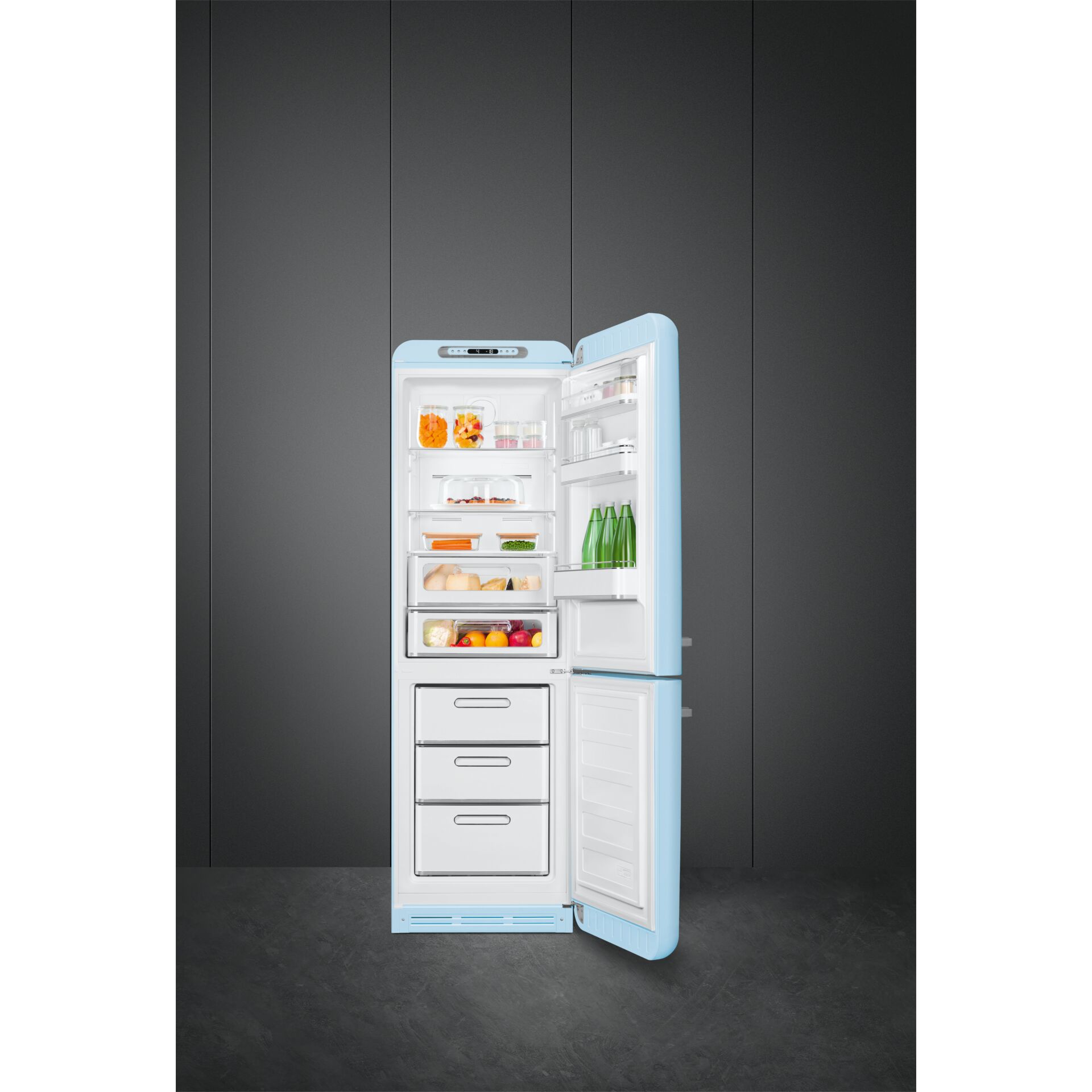 Kühlschrank, Kühl-Gefrierkombination, Helles Blau, Frischefach, Gefrierfach/Drawer