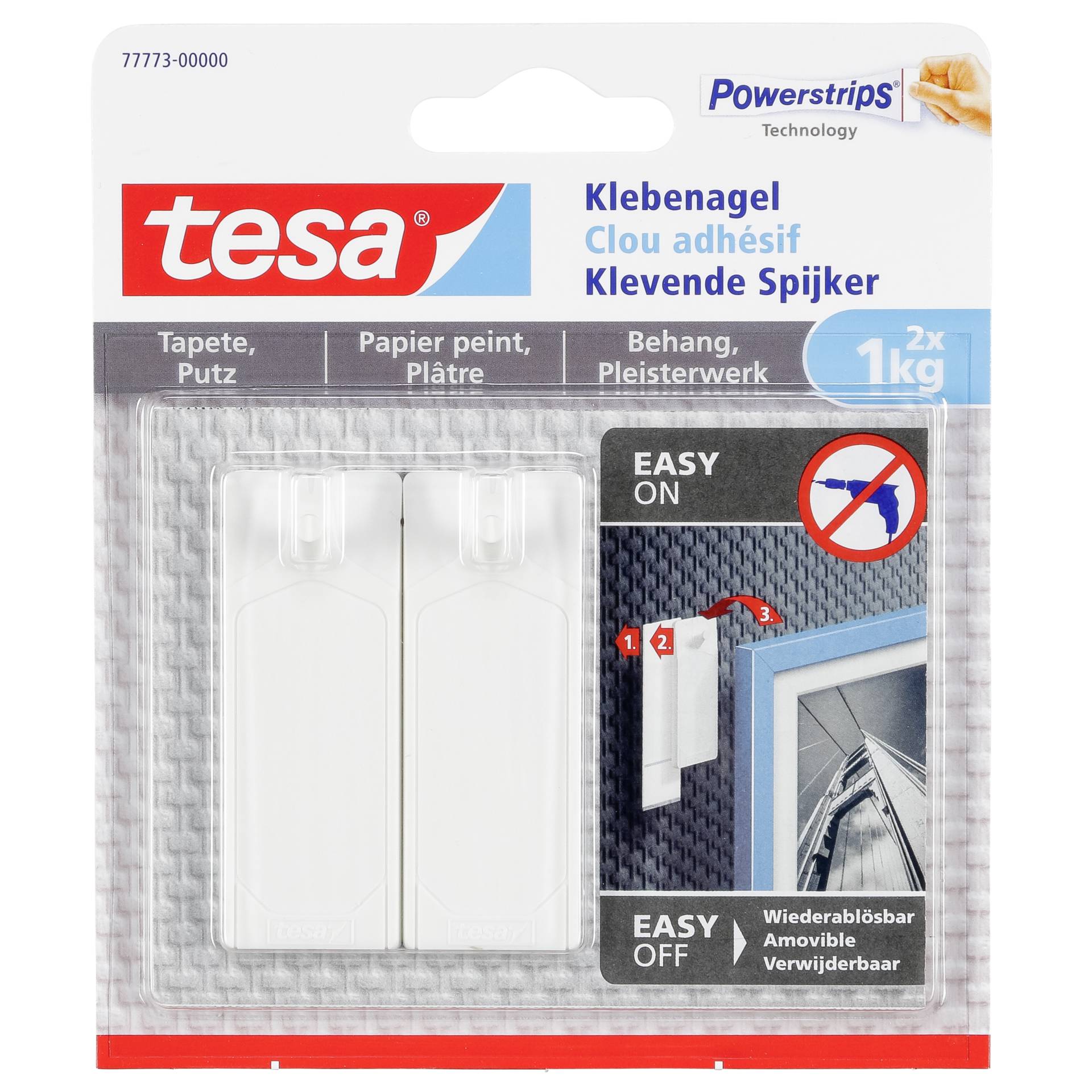 1x2 Tesa Klebenagel für Tapeten  und Putz (1 kg)            77773
