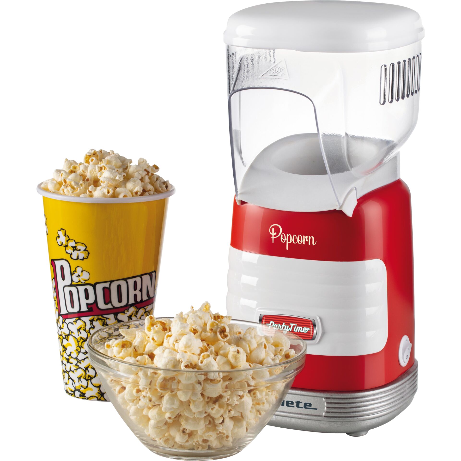Popcornmaschine, Popcornmaker, Popcornkörner, Rotes Gerät, Snackspender