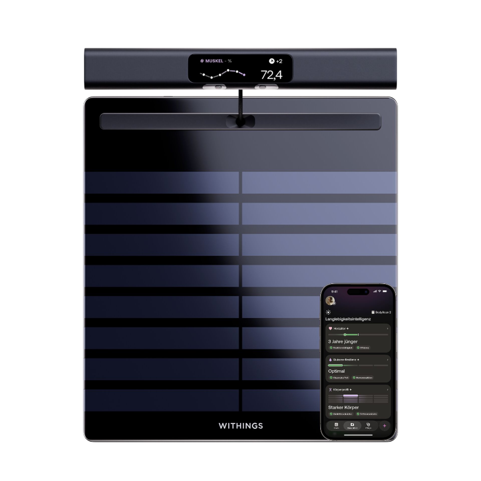 smart scale, body composition, blau-schwarz, abnehmbares Display, Withings