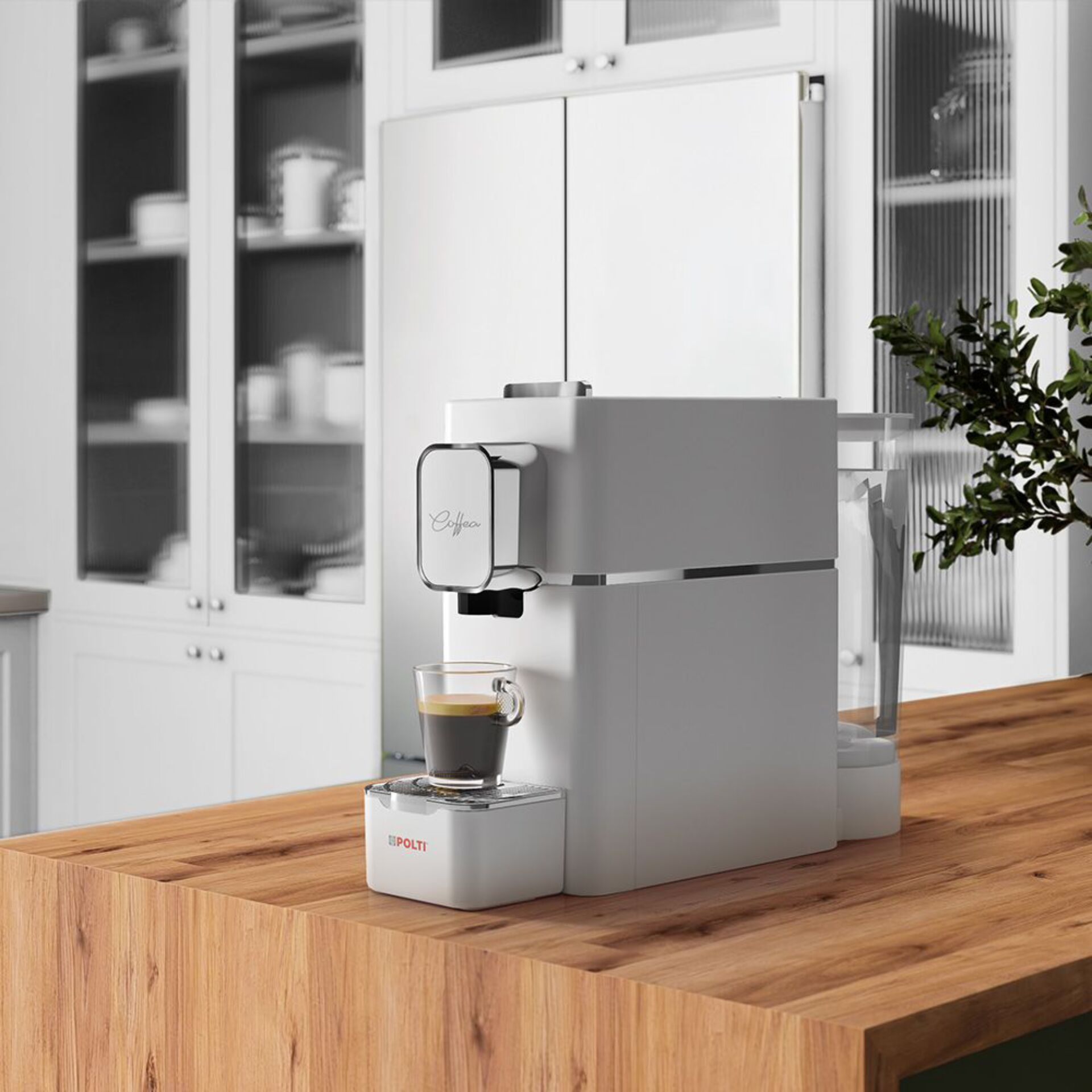 Kaffeemaschine, Espressomaschine, graues Gehäuse, Kapselmaschine, Kompaktgerät
