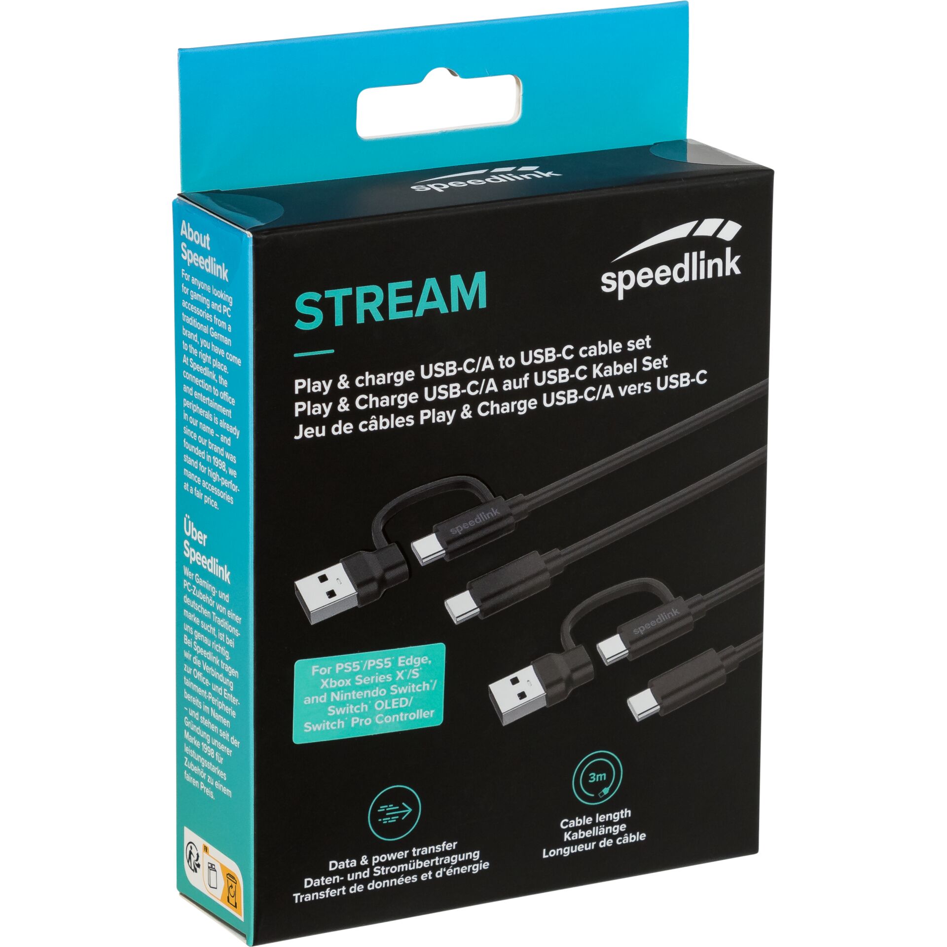 Speedlink STREAM Play & Charge  USB-C/A to USB-C Cable Set